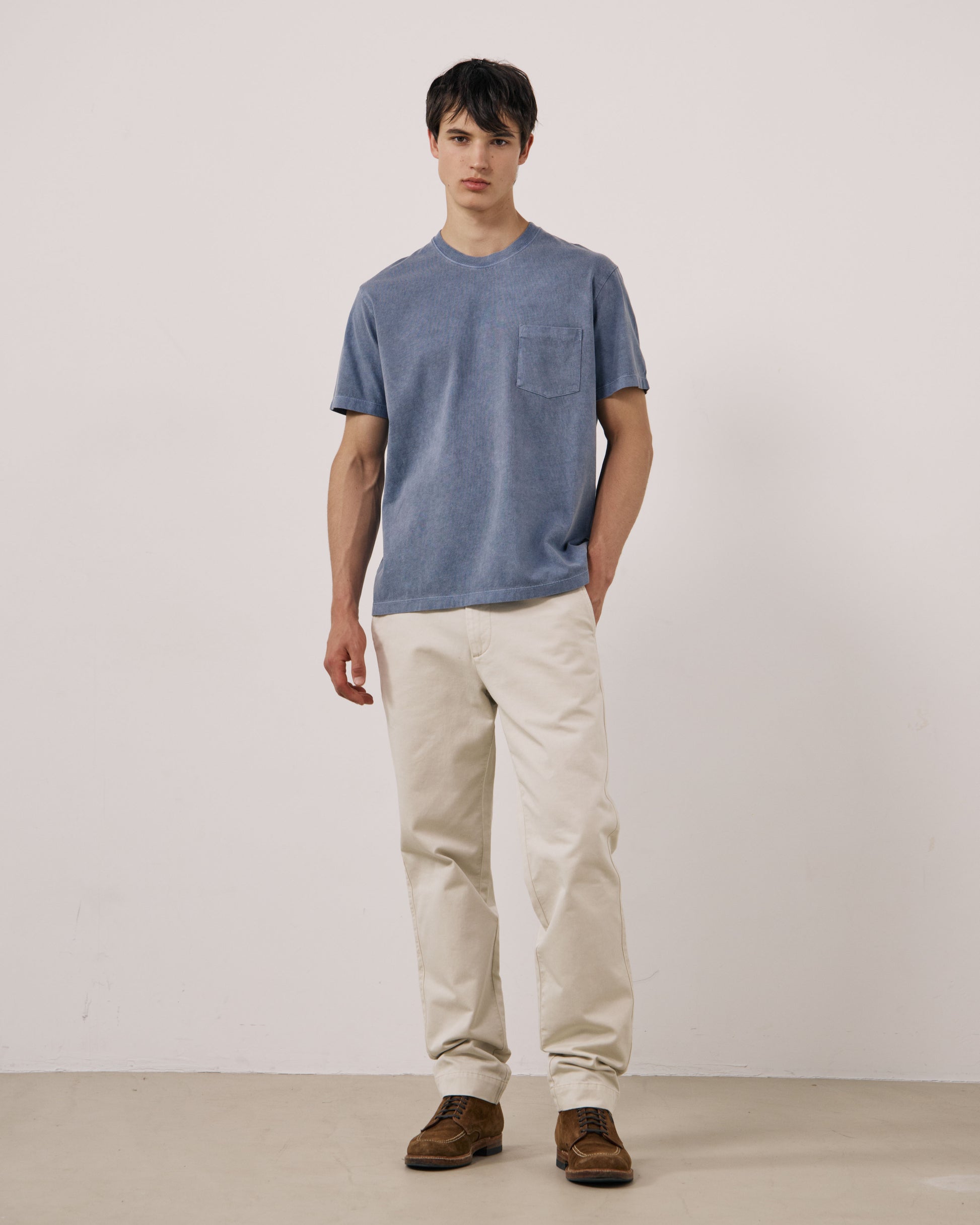T-shirt Homme en Jersey de Coton Bleu Denim Pocket