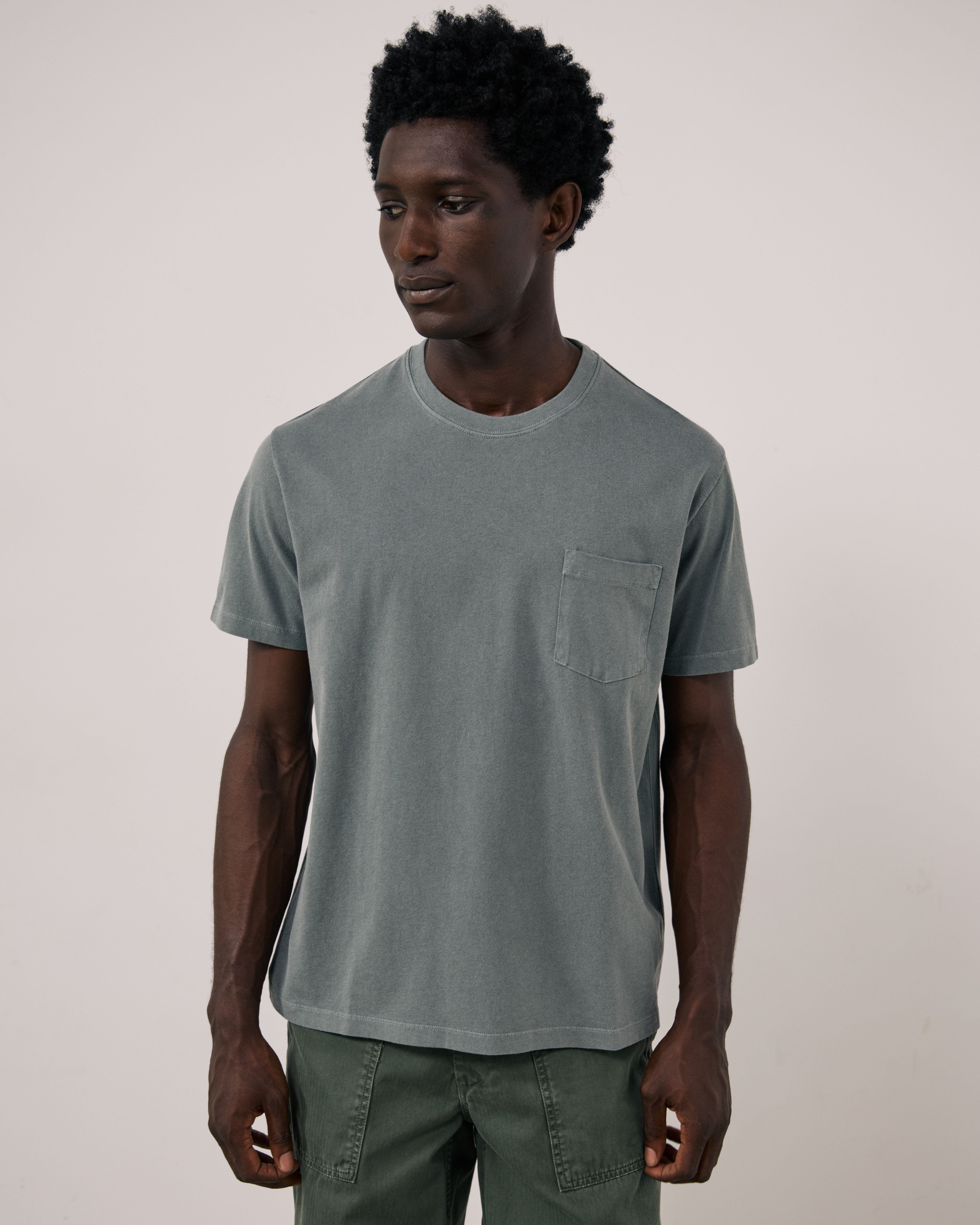 Pocket Men's Lovat Green Cotton Jersey T-shirt BG71303-07 - Men's