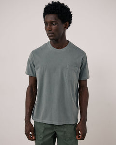 T-shirt Homme en Jersey de Coton Vert de gris Pocket