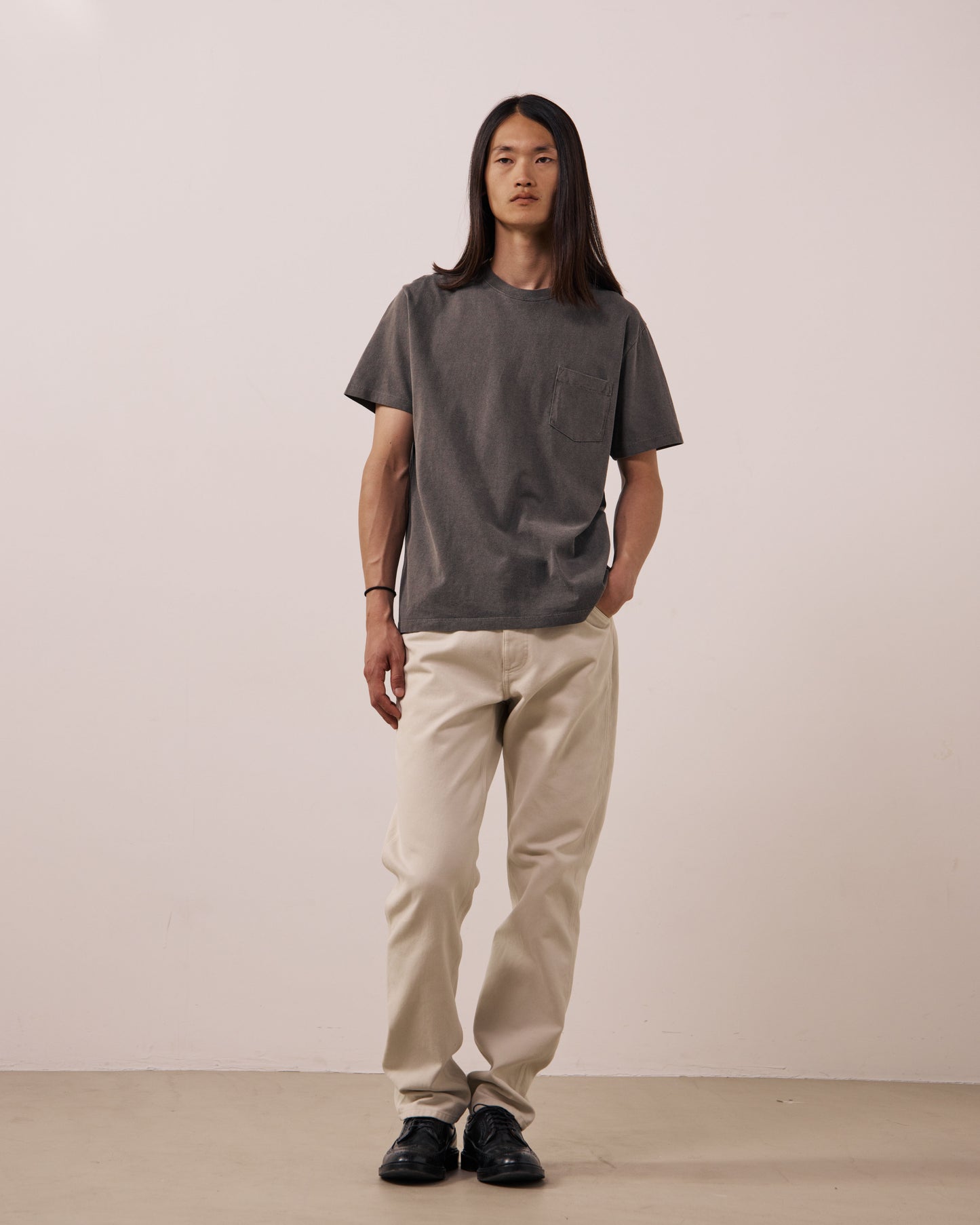 T-shirt Homme en Jersey de Coton Gris Pocket