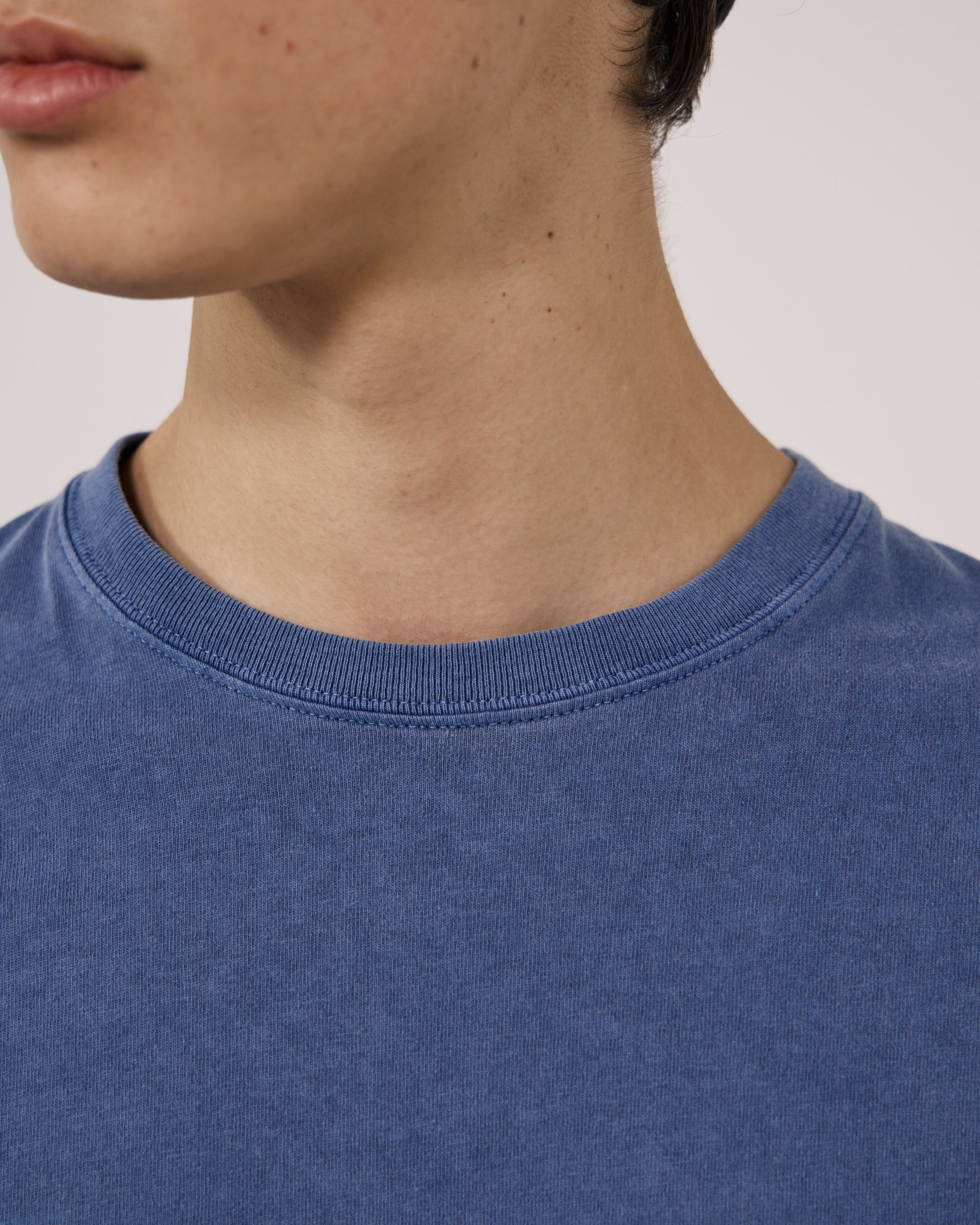 T-shirt Homme en Jersey de Coton Bleu Denim