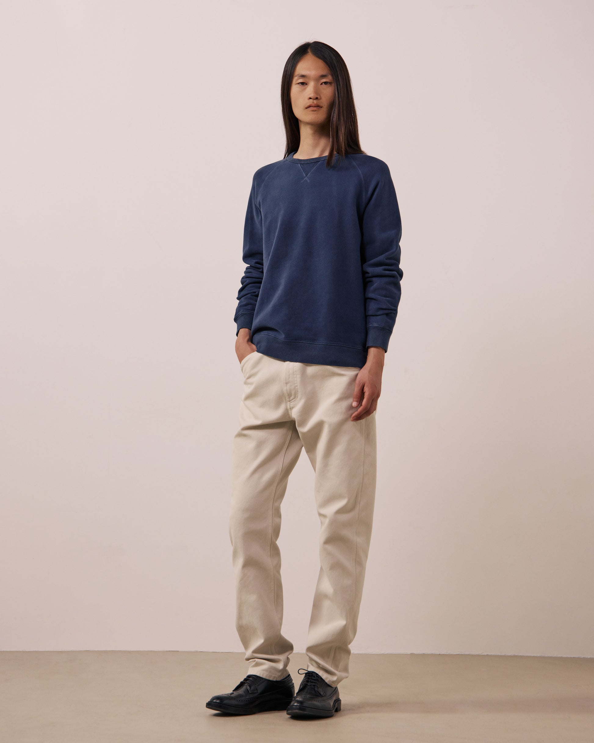 Sweatshirt Homme en Molleton Bleu Nuit Light