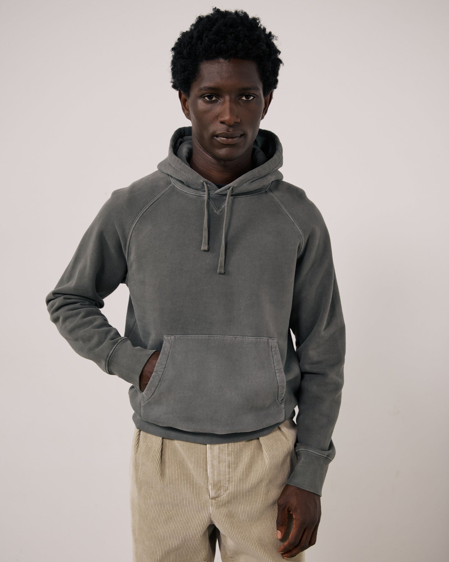 Sweatshirt Homme en Molleton Gris Hoodie