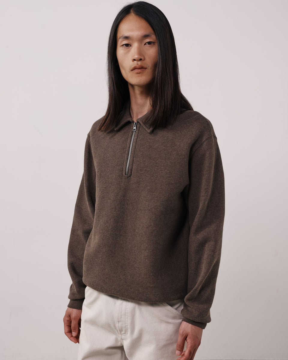 Sweatshirt Homme en Molleton Brossé Marron Polo - Image principale