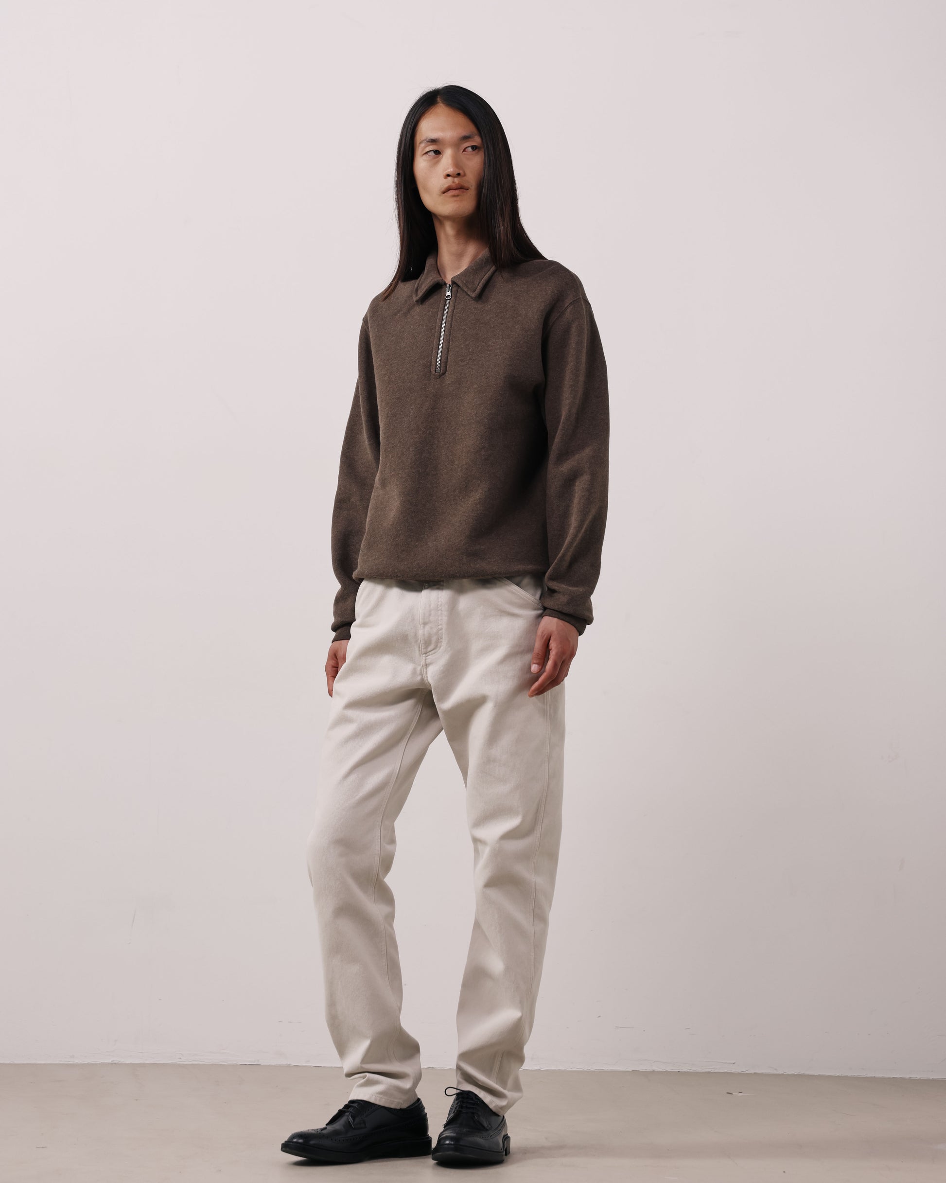 Sweatshirt Homme en Molleton Brossé Marron Polo