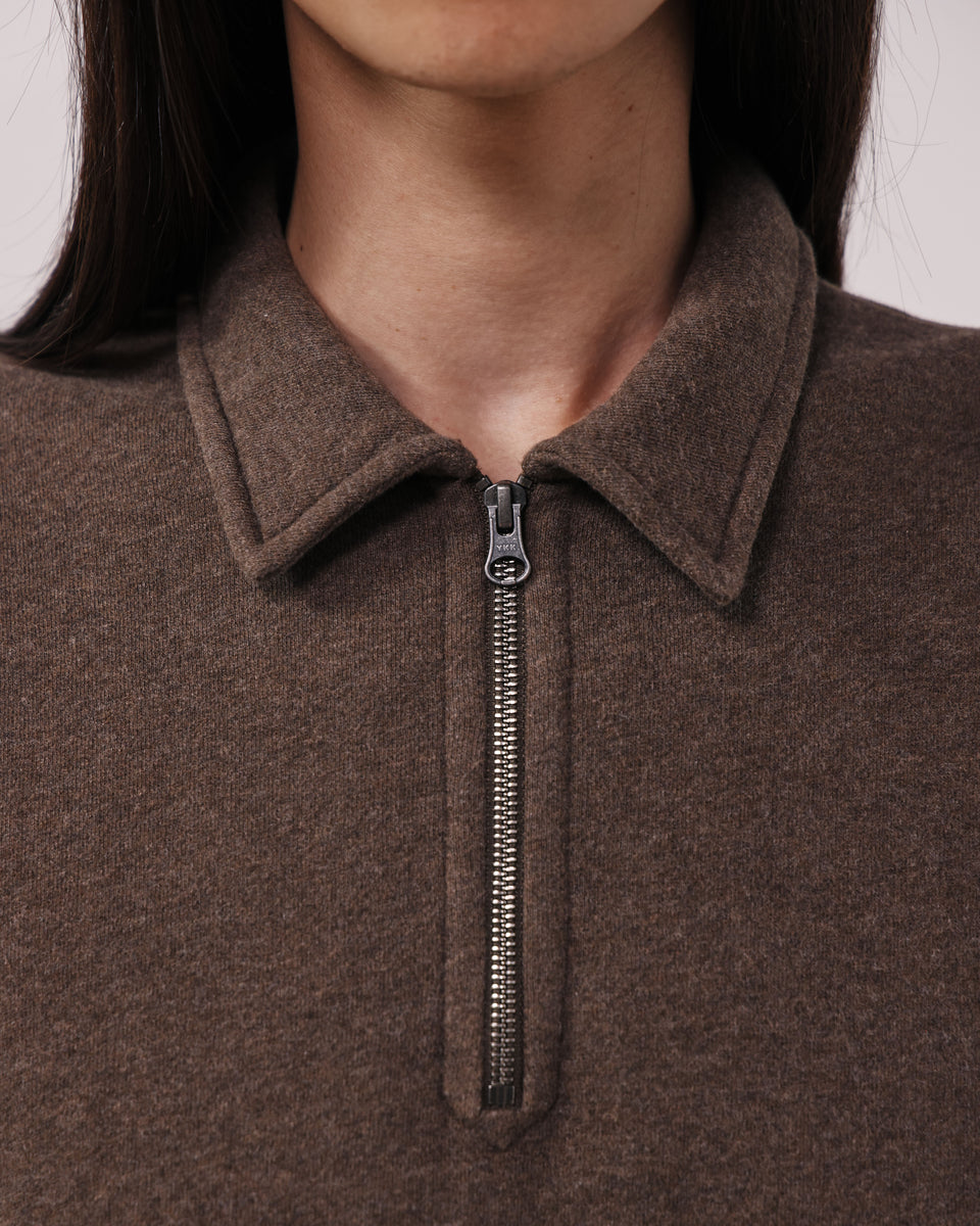 Sweatshirt Homme en Molleton Brossé Marron Polo - Image 3