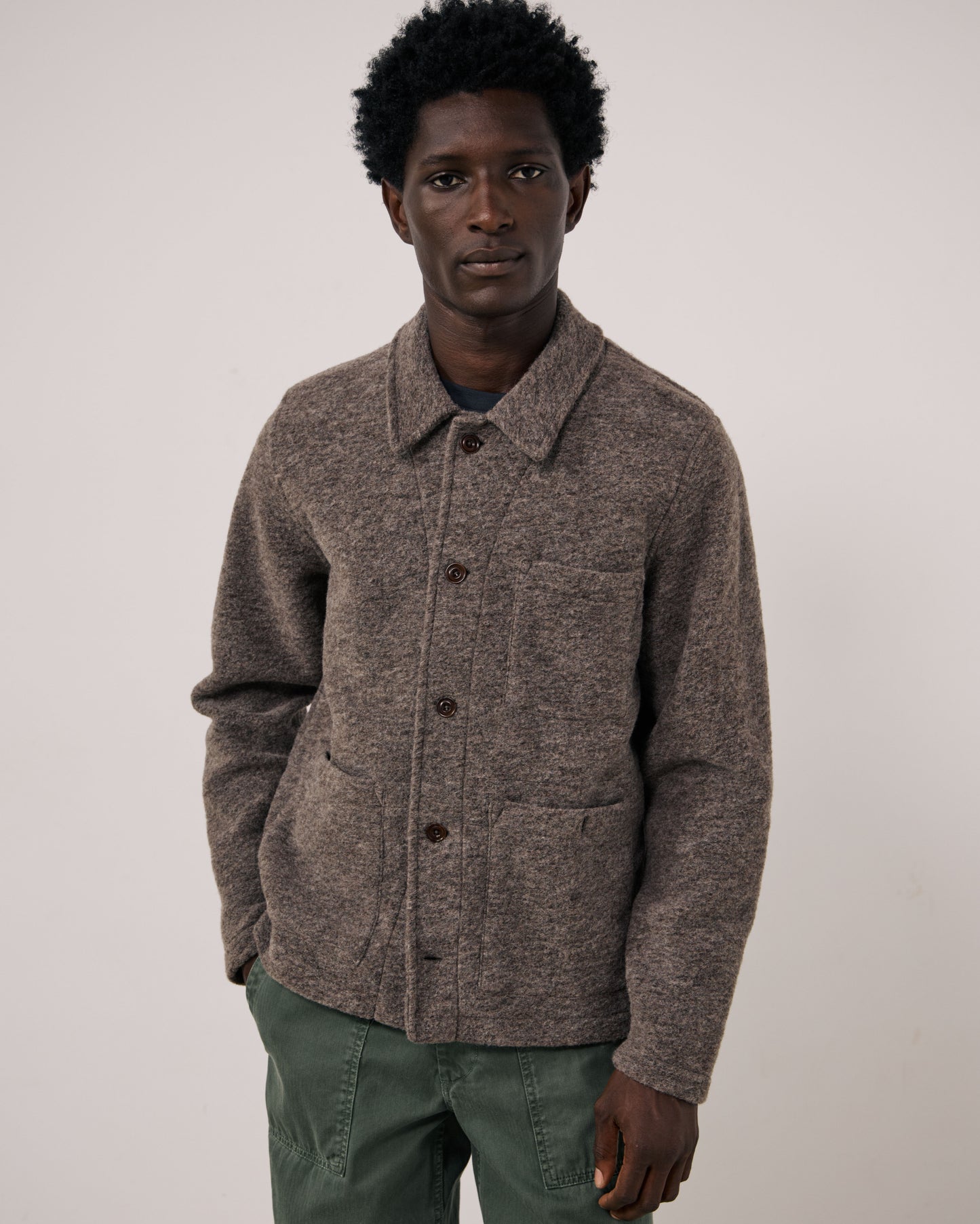 Veste Homme en Laine Bouillie Taupe Service