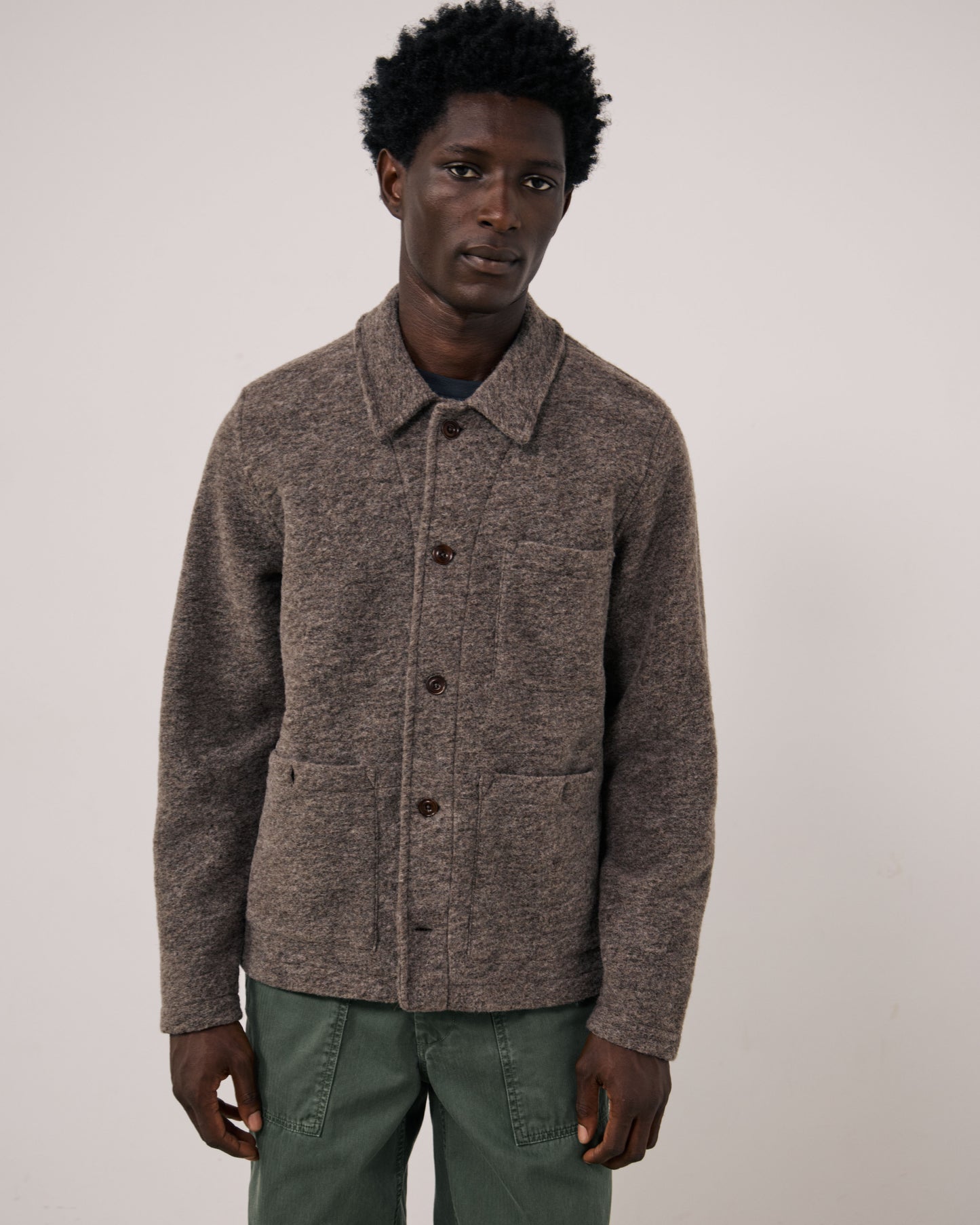 Veste Homme en Laine Bouillie Taupe Service