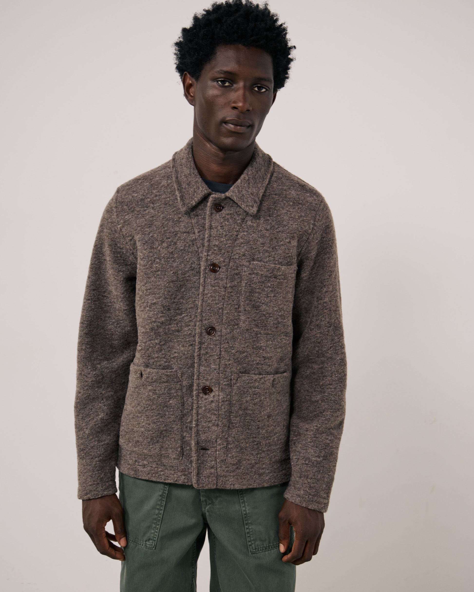 Veste Homme en Laine Bouillie Taupe Service