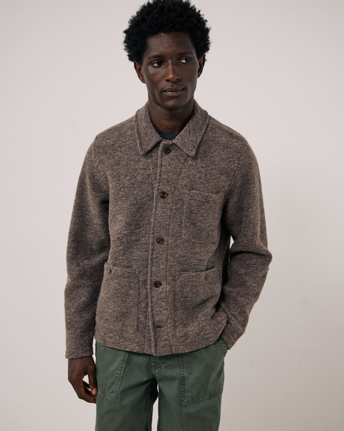 Veste Homme en Laine Bouillie Taupe Service