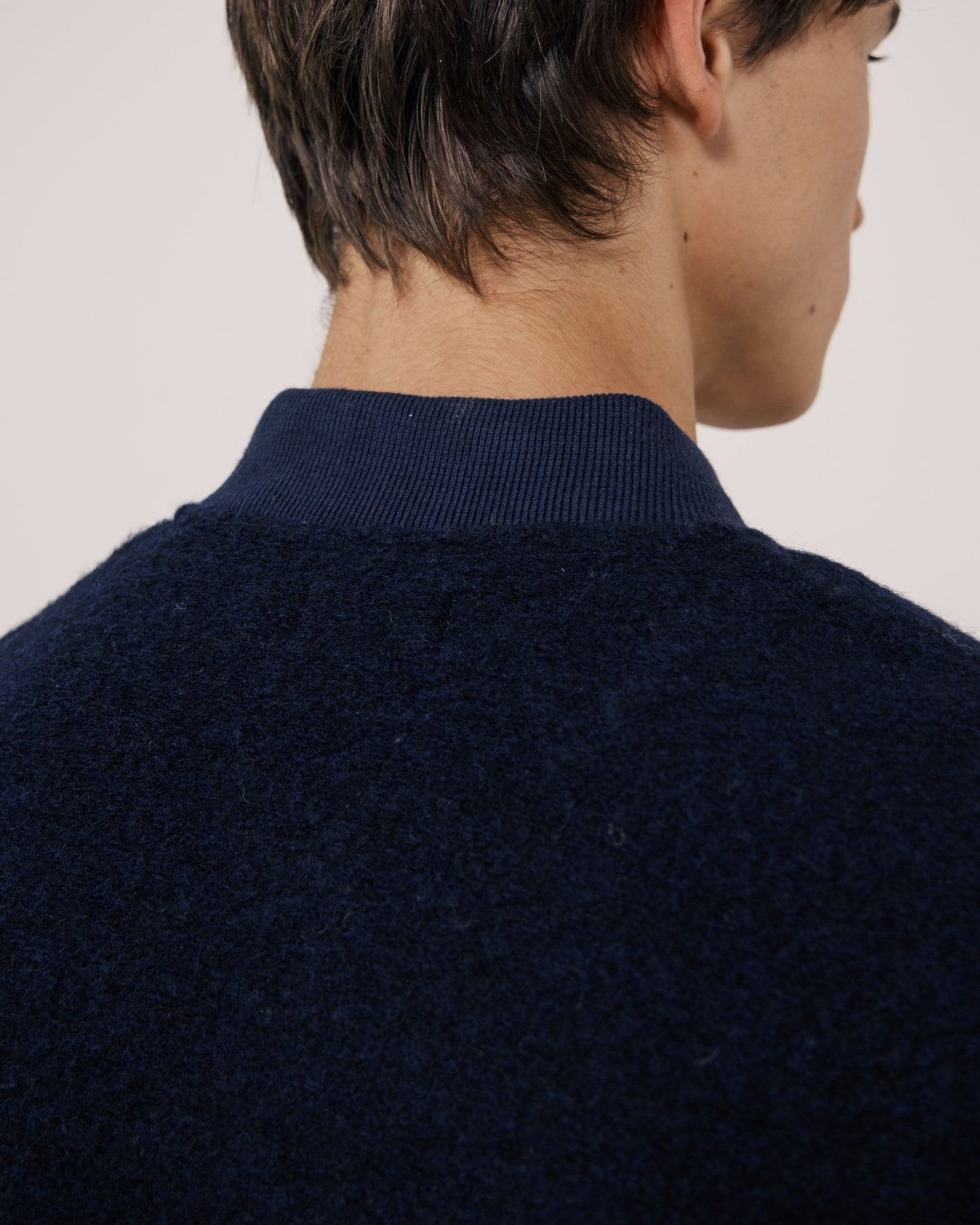 Gilet Homme en Laine Bouillie Bleu Marine Boiled