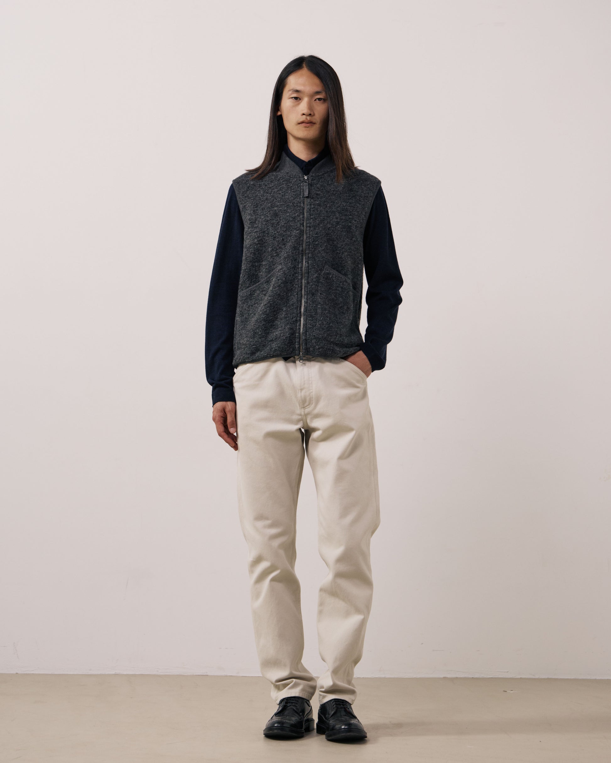 Gilet Homme en Laine Bouillie Carbone Boiled