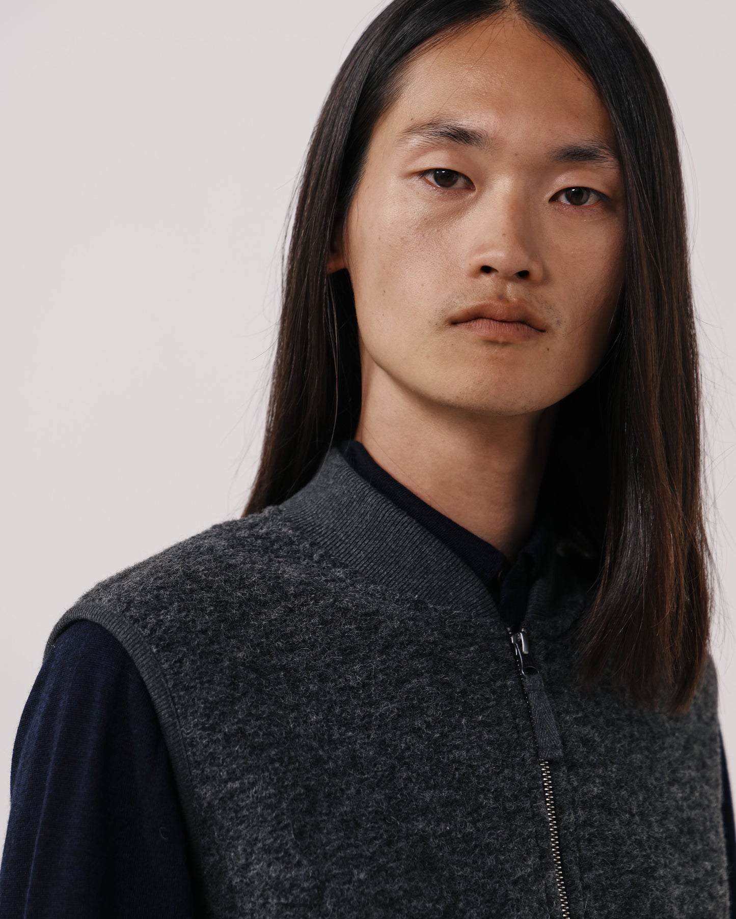 Gilet Homme en Laine Bouillie Carbone Boiled