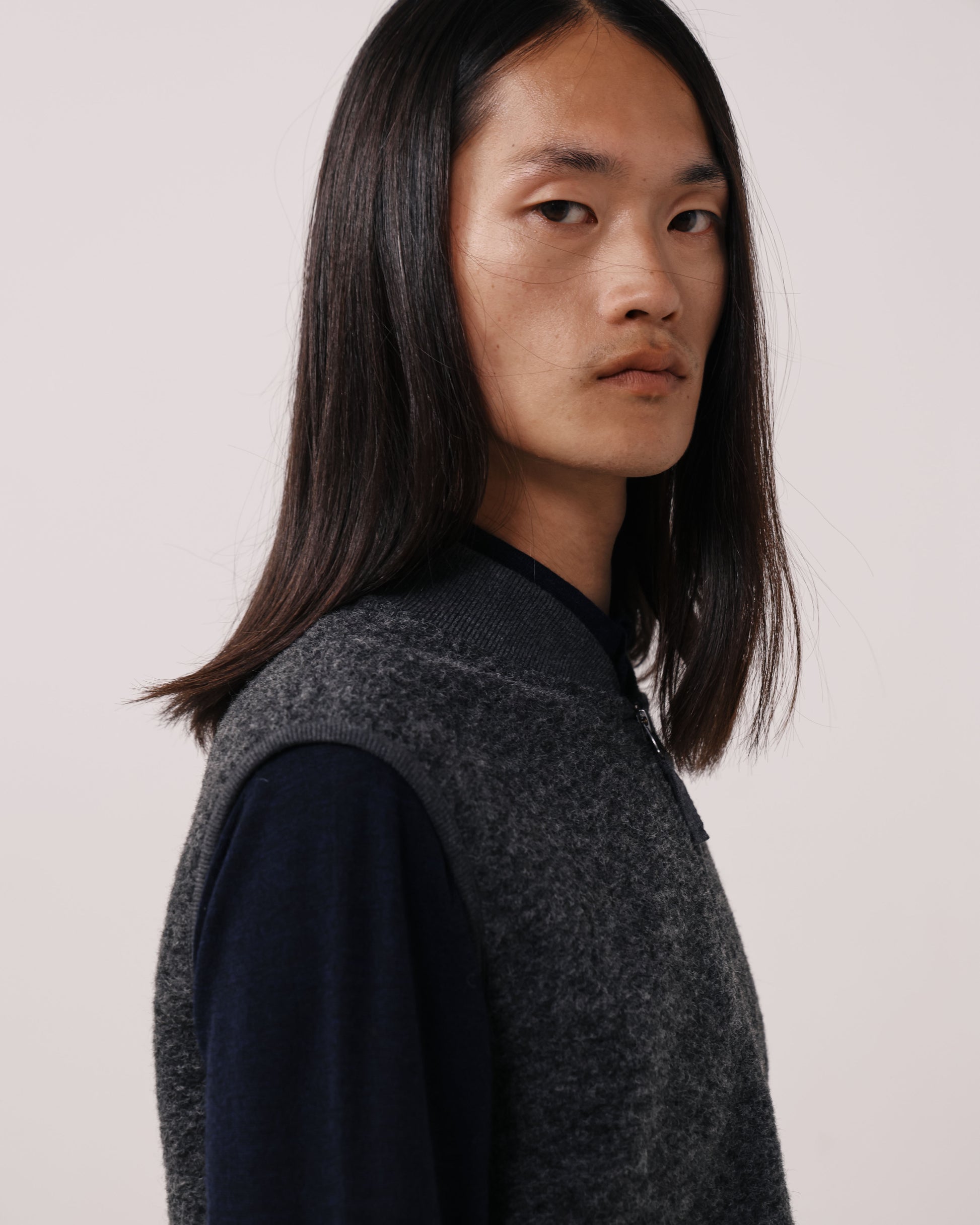 Gilet Homme en Laine Bouillie Carbone Boiled