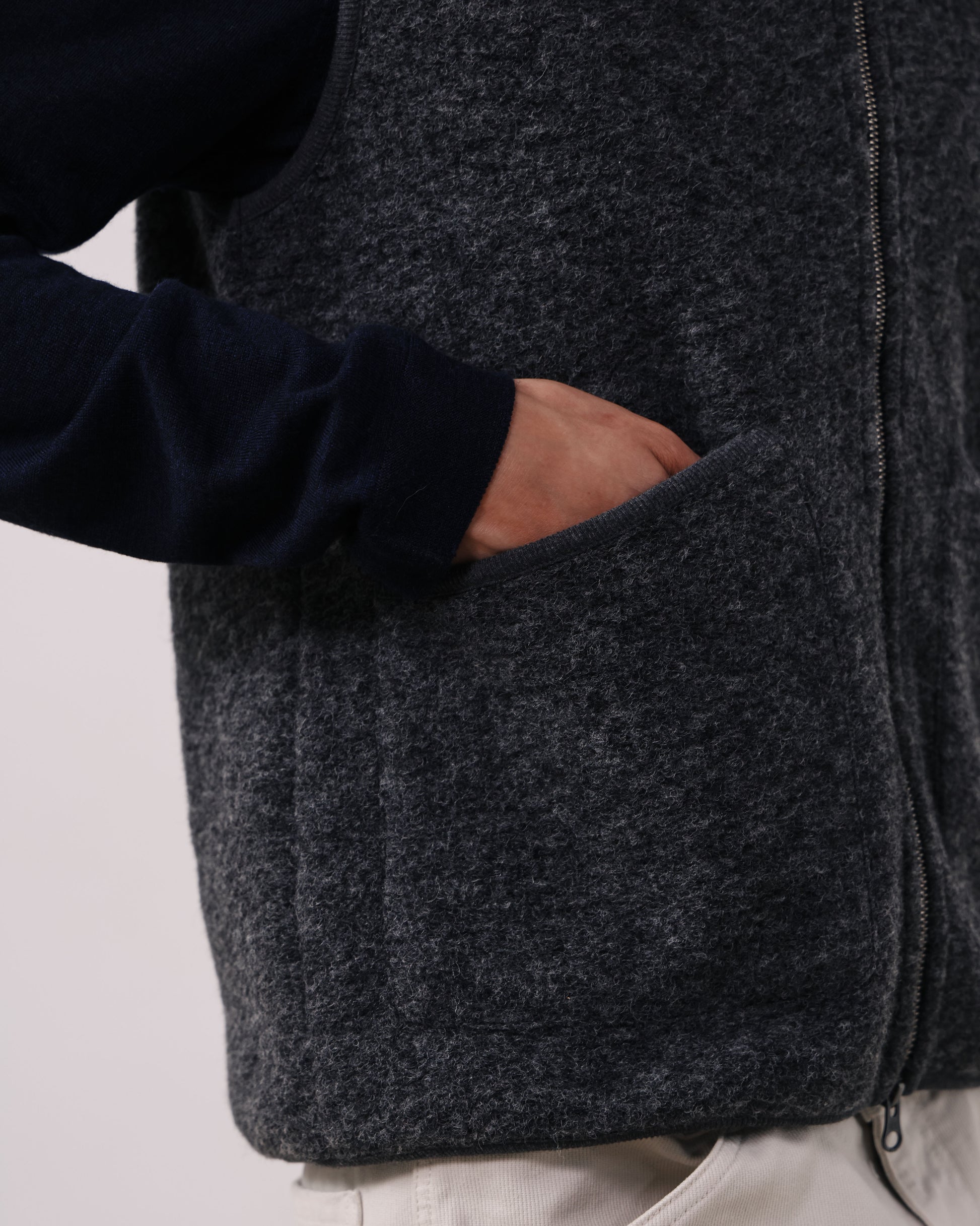 Gilet Homme en Laine Bouillie Carbone Boiled