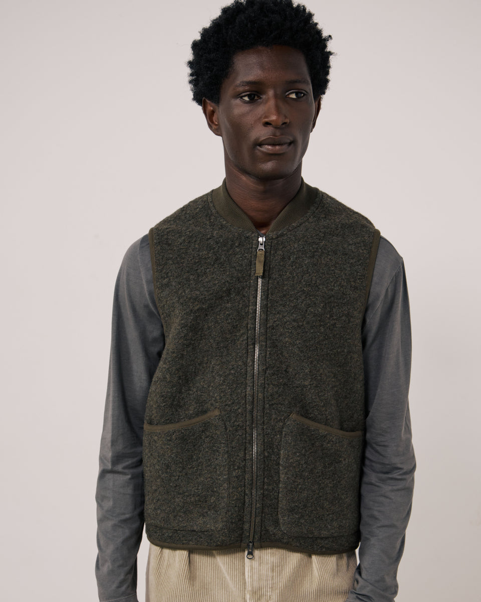 Gilet da uomo in lana cotta verde militare Boiled - Image principale