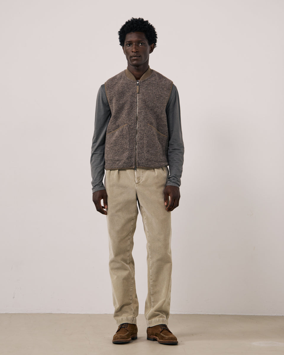 Gilet da uomo in lana cotta taupe Boiled - Image 2