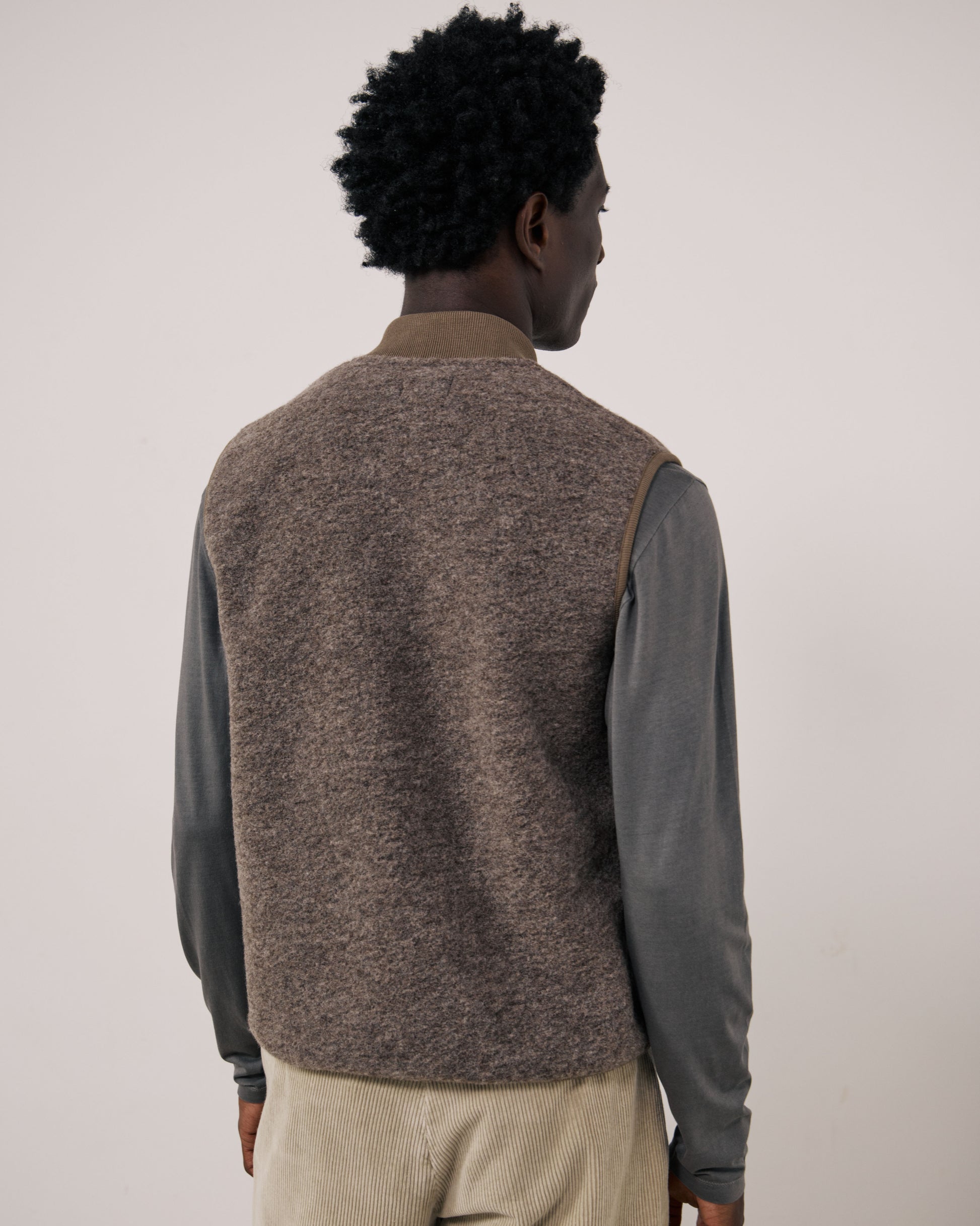 Gilet Homme en Laine Bouillie Taupe Boiled