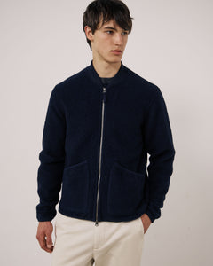 Blouson Homme en Laine Bouillie Bleu Marine Bomber