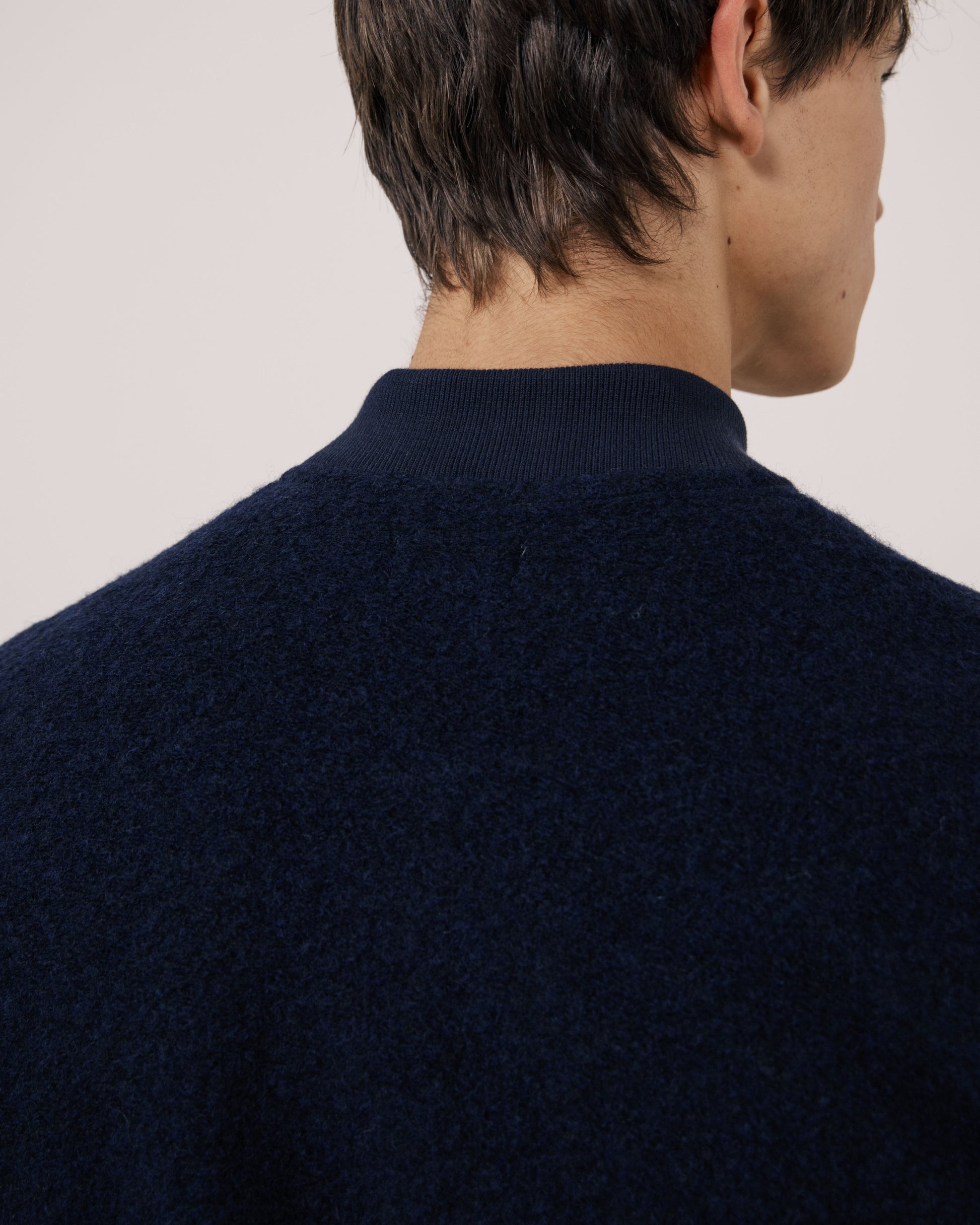 Blouson Homme en Laine Bouillie Bleu Marine Bomber