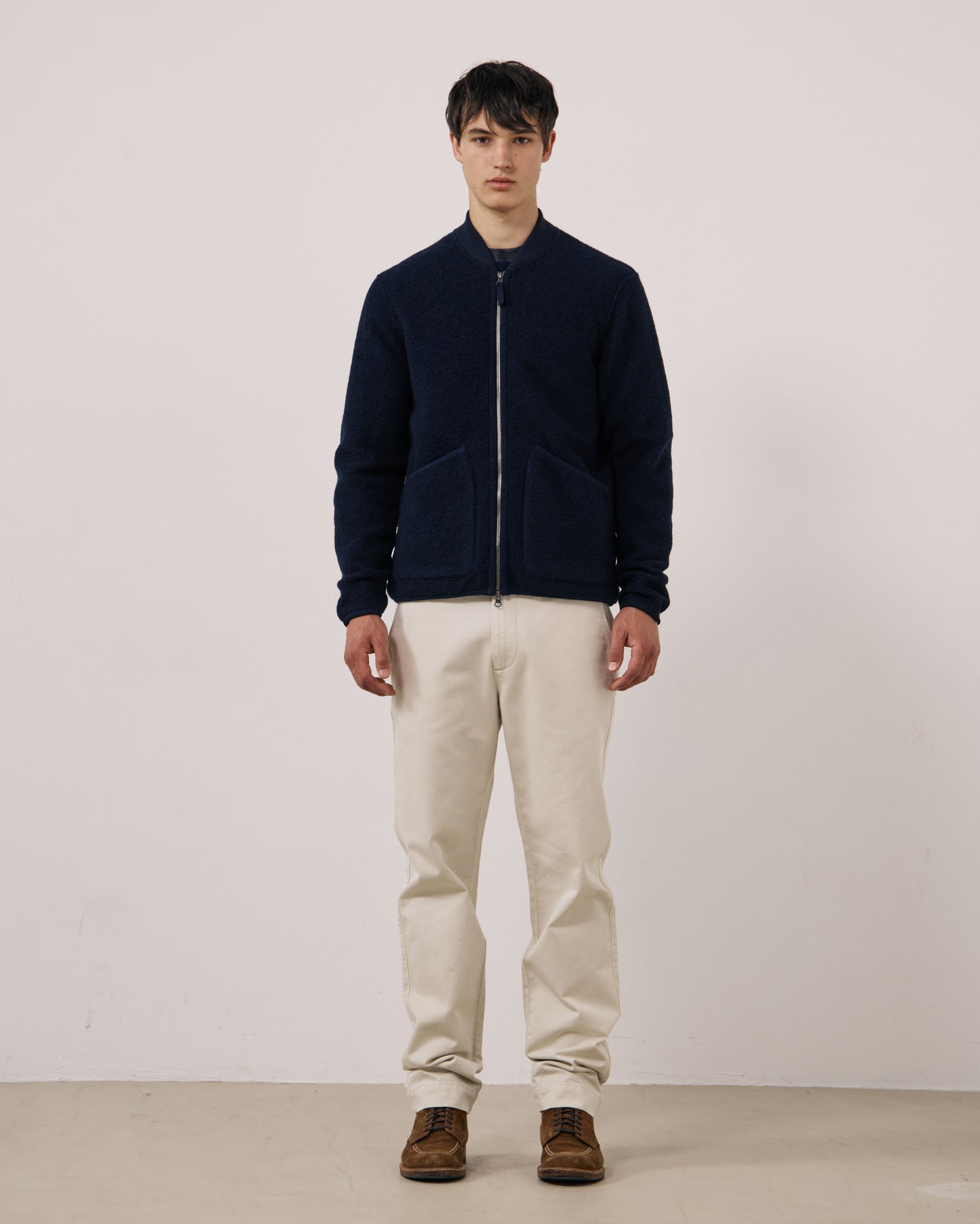 Blouson Homme en Laine Bouillie Bleu Marine Bomber