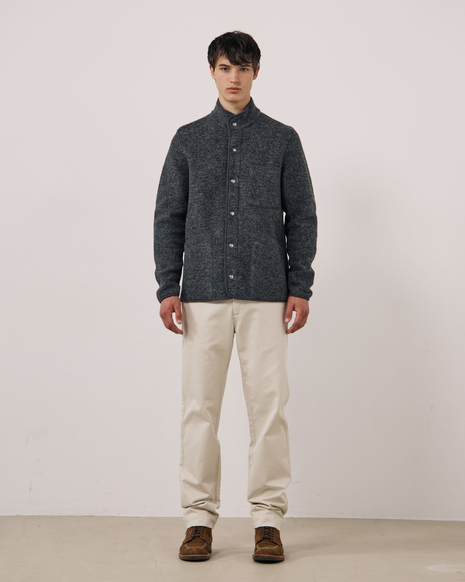 Veste Homme en Laine Bouillie Carbone Jock