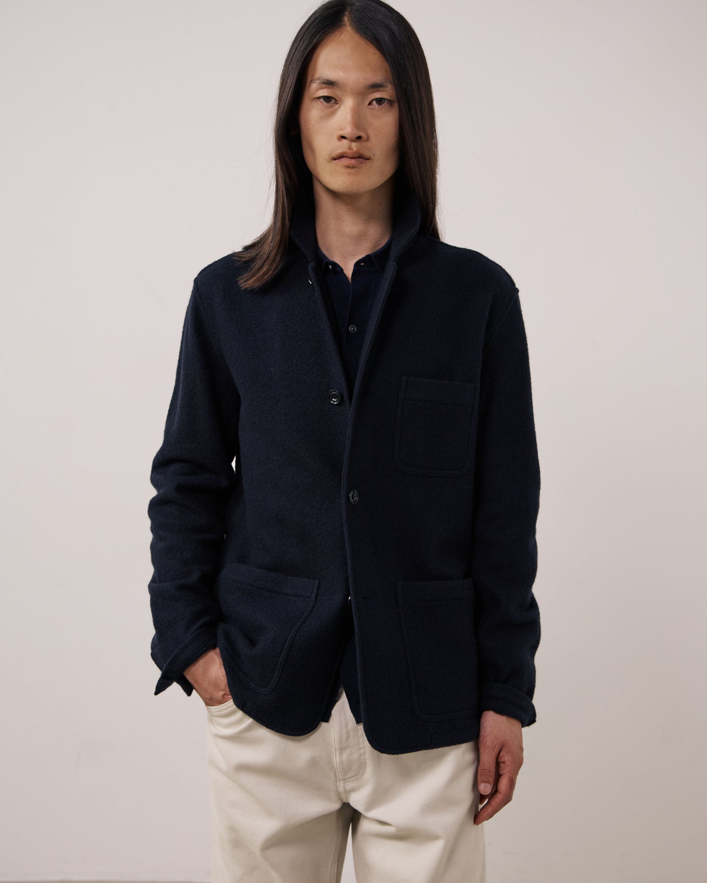 Veste Homme en Laine Bouillie Bleu Marine