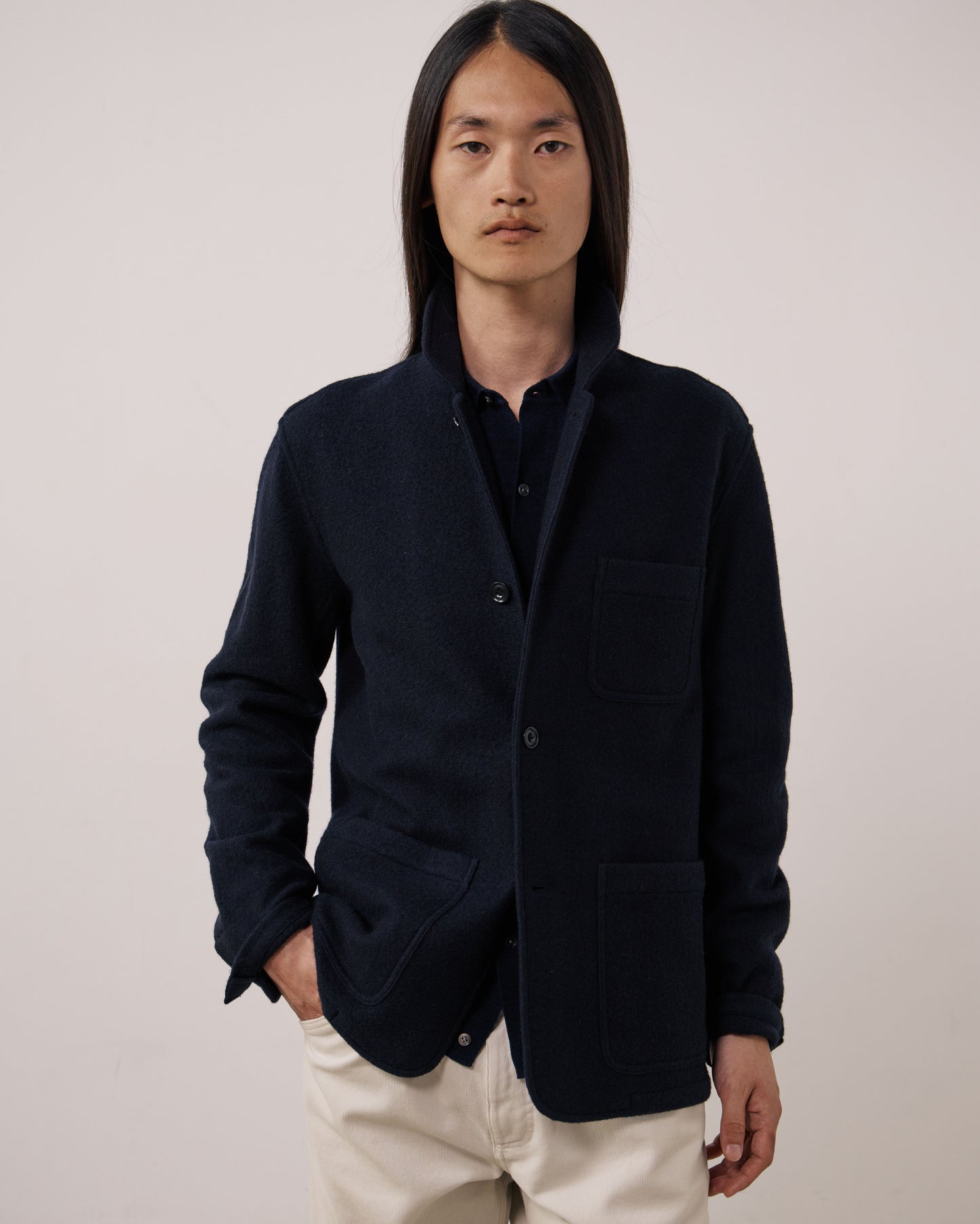 Veste Homme en Laine Bouillie Bleu Marine
