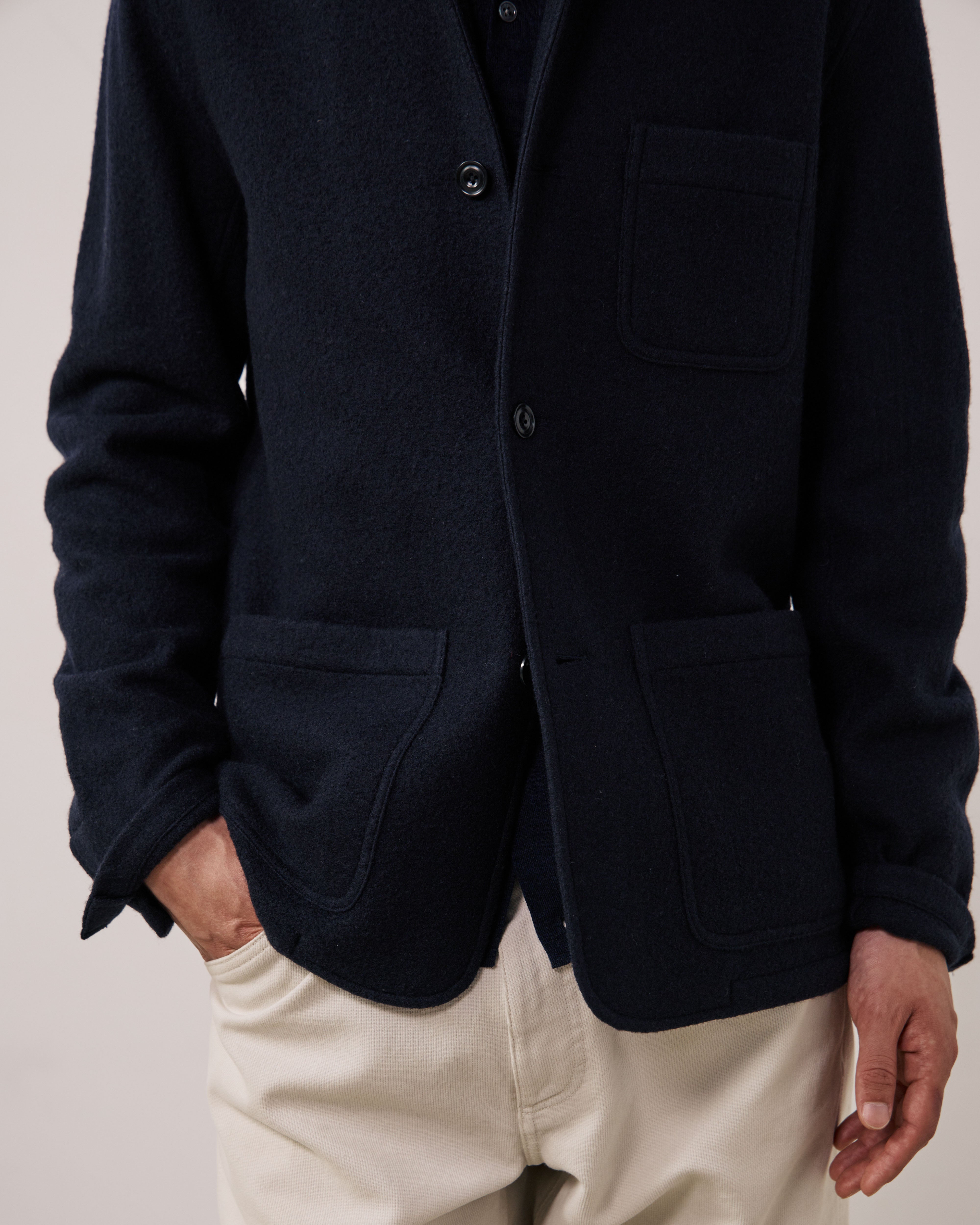Men's Navy Blue Boiled Wool Jacket BG87309-01 - Men's Jacket