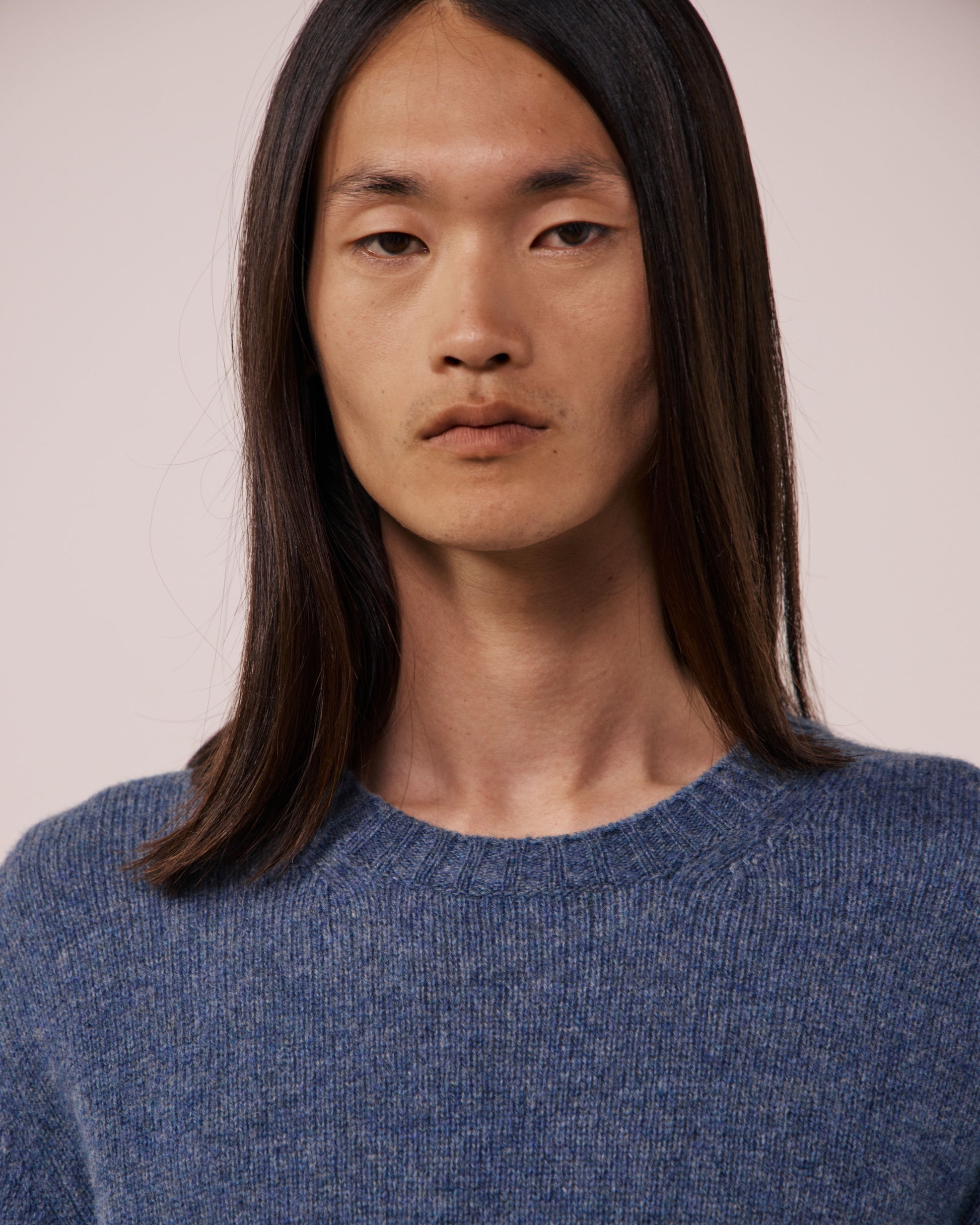 Pull Homme en Laine Vierge Bleu Denim Shetland Crew