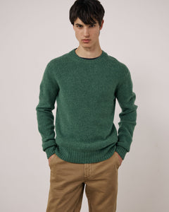 Pull Homme en Laine Vierge Vert Shetland Crew