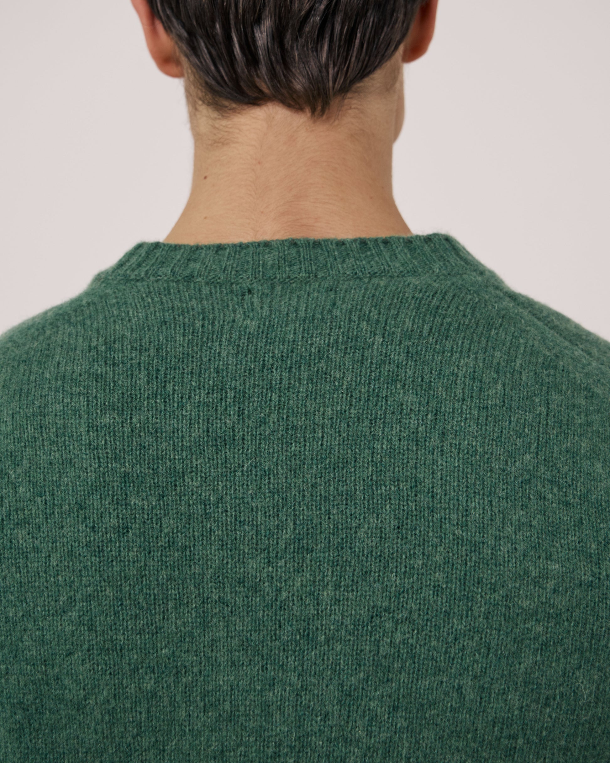 Pull Homme en Laine Vierge Vert Shetland Crew