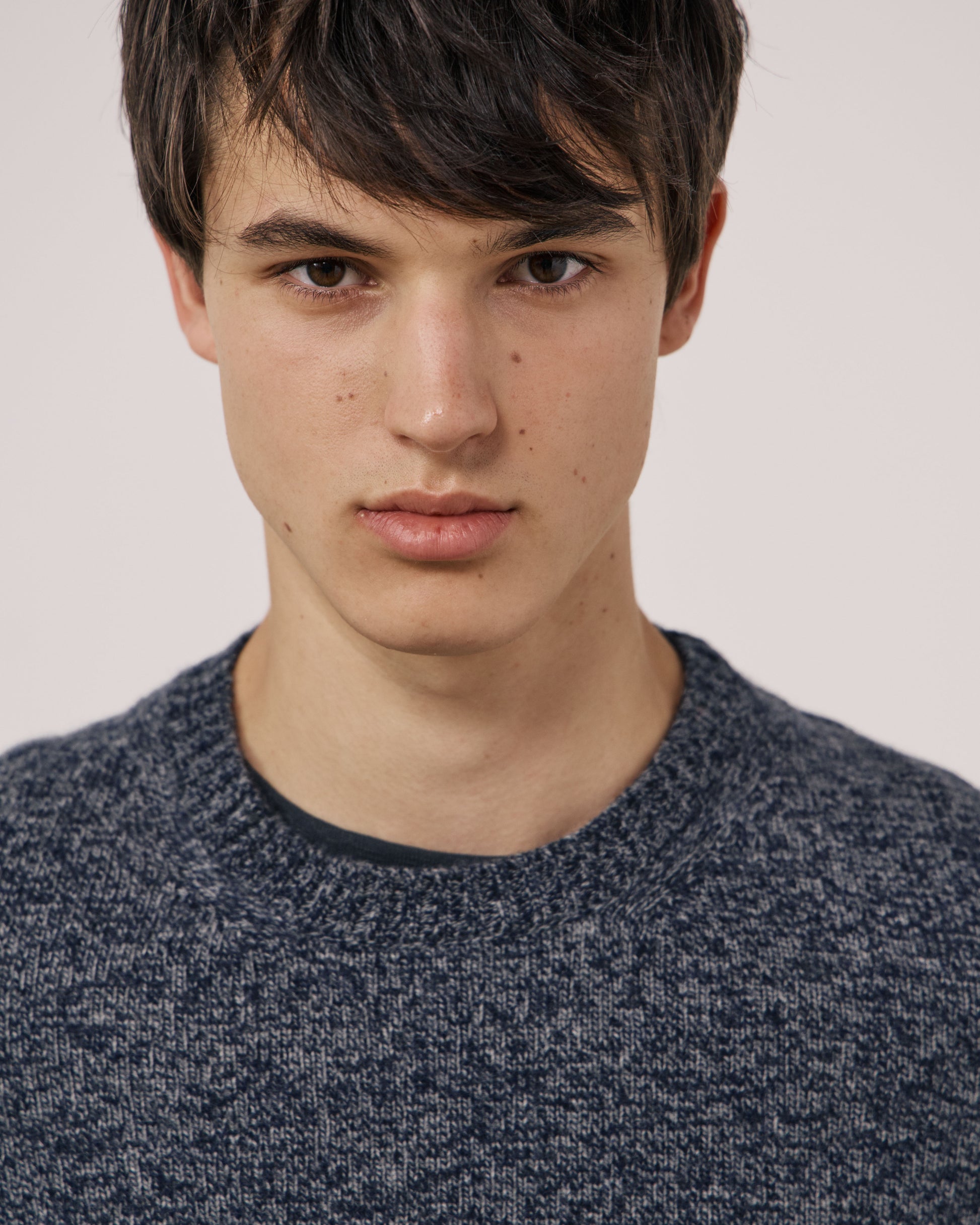 Pull Homme en Laine Mérinos Extrafine Bleu Marine Seamless Crew