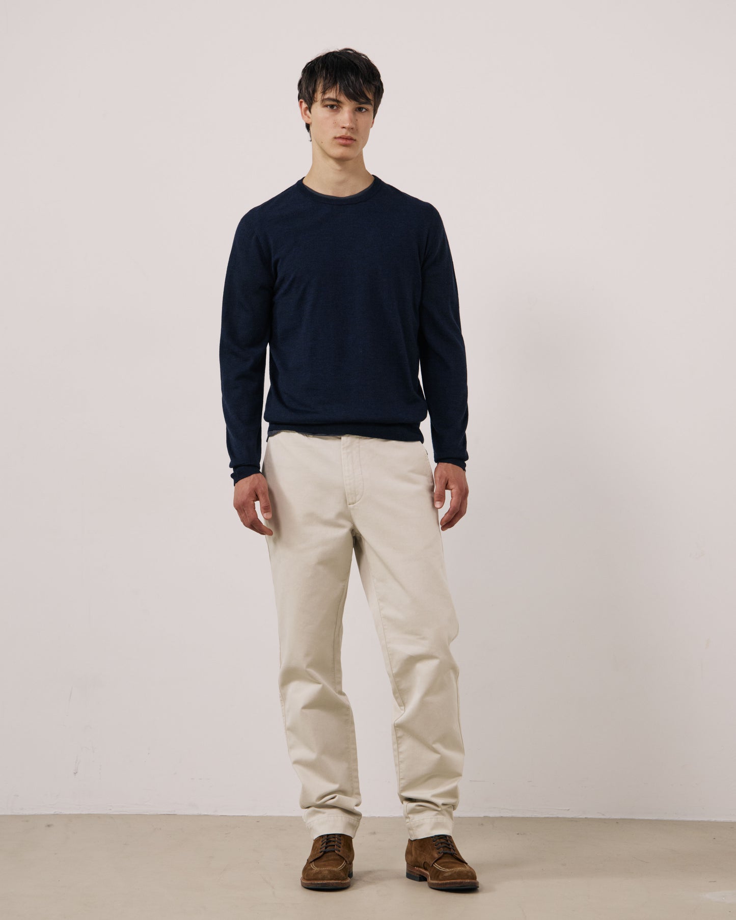 Pull Homme en Laine Extrafine Bleu Marine Merino Crew