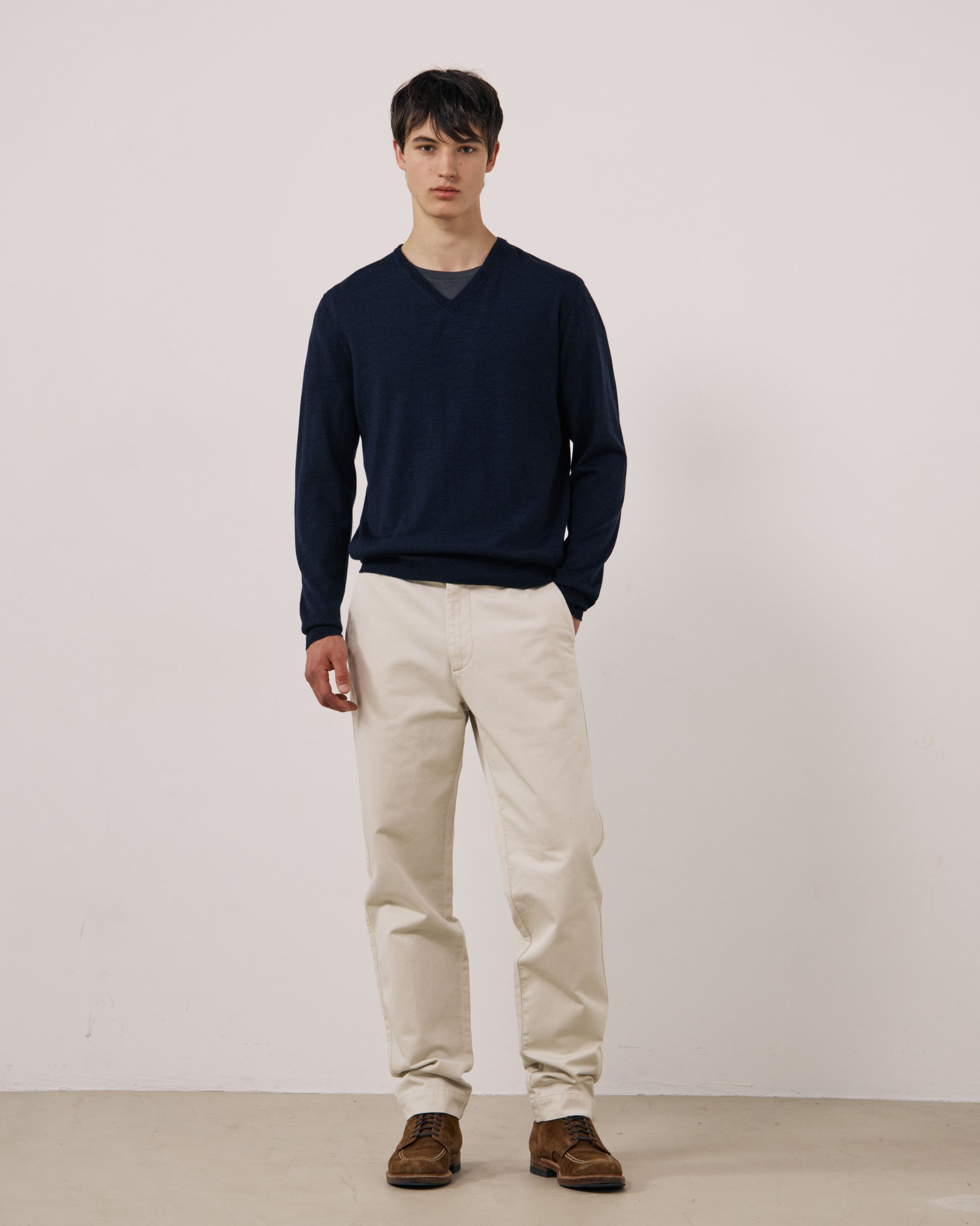 Pull Homme en Laine Extrafine Bleu Marine Merino Vee