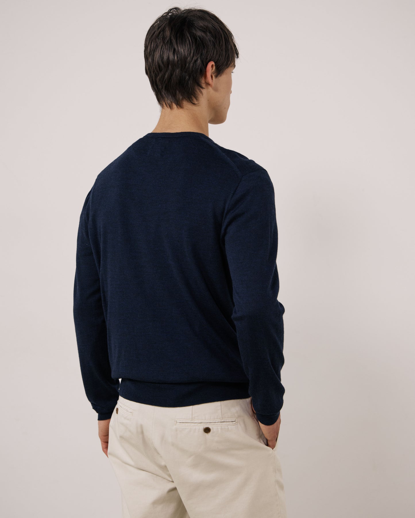 Pull Homme en Laine Extrafine Bleu Marine Merino Vee