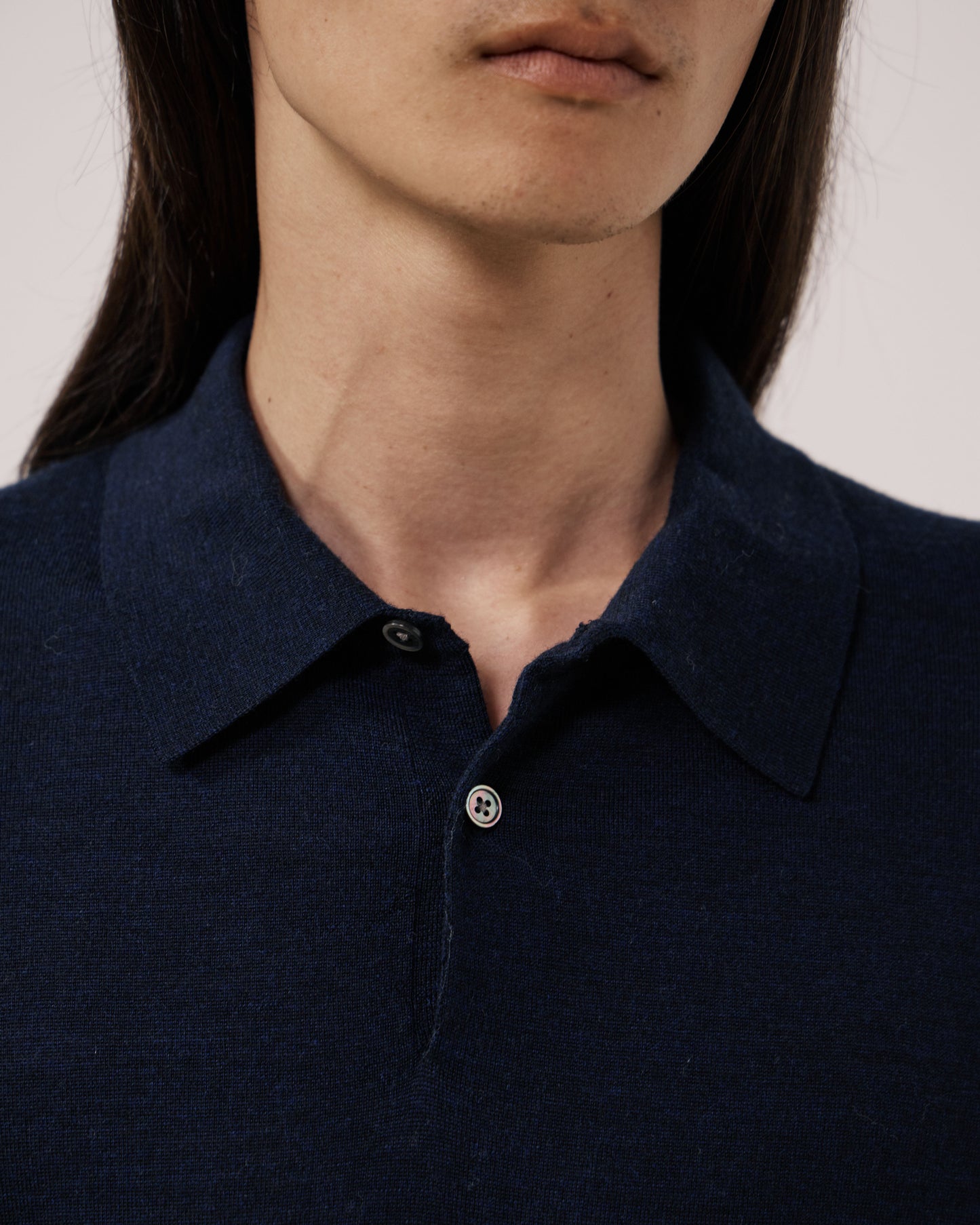 Pull Homme en Laine Extrafine Bleu Marine Merino Polo