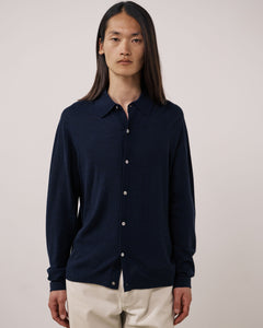 Pull Homme en Laine Extrafine Bleu Marine Merino Polo