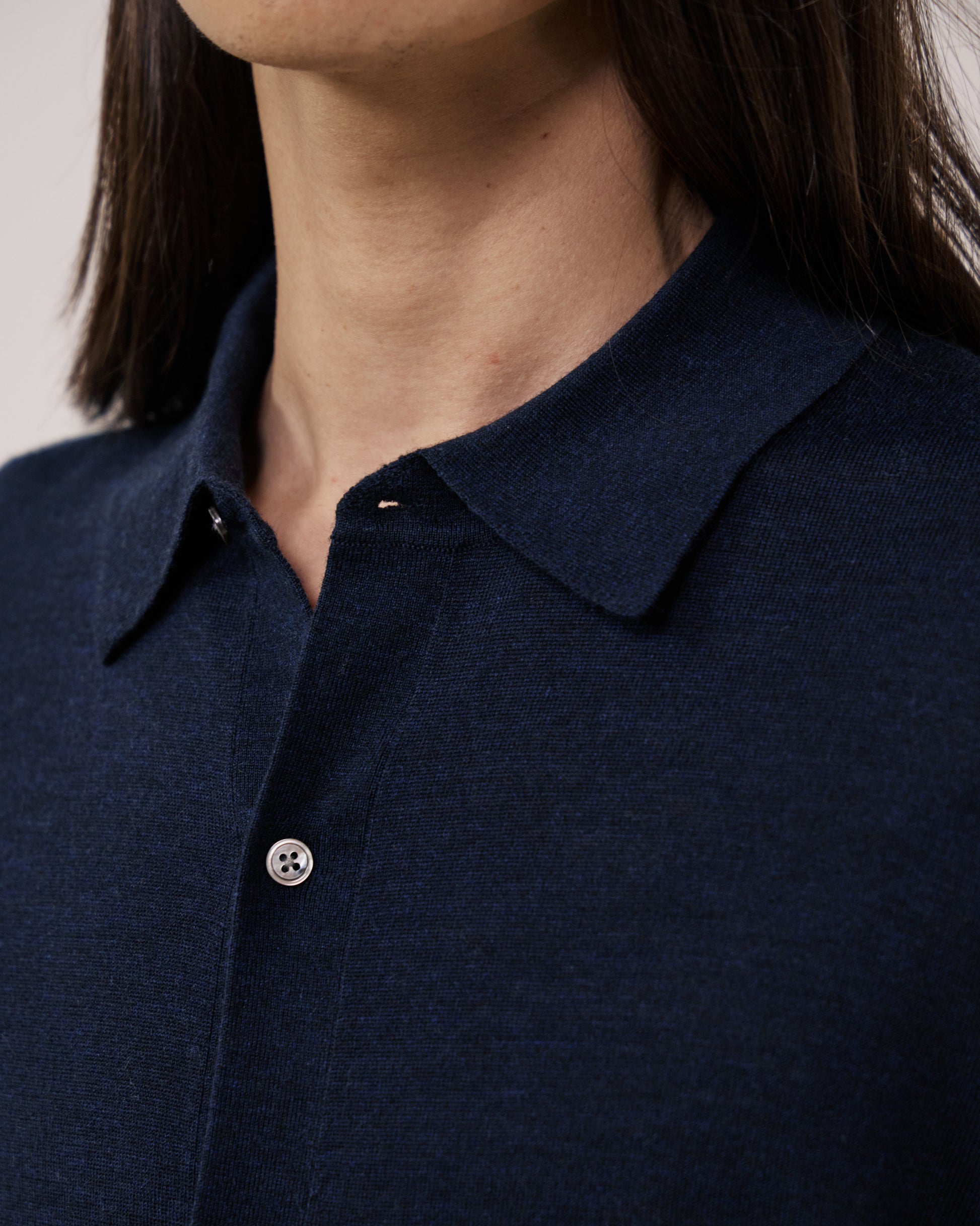Pull Homme en Laine Extrafine Bleu Marine Merino Polo