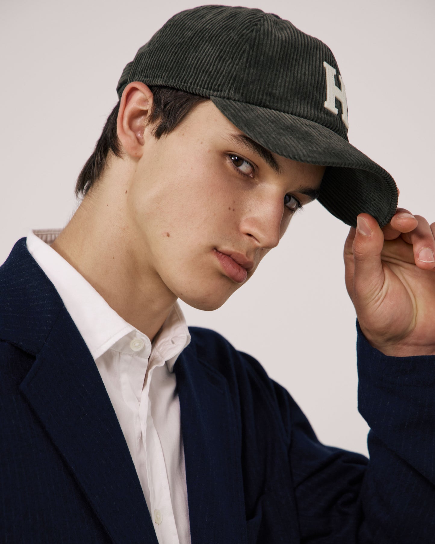 Casquette Homme en Velours Côtelé Vert Olive