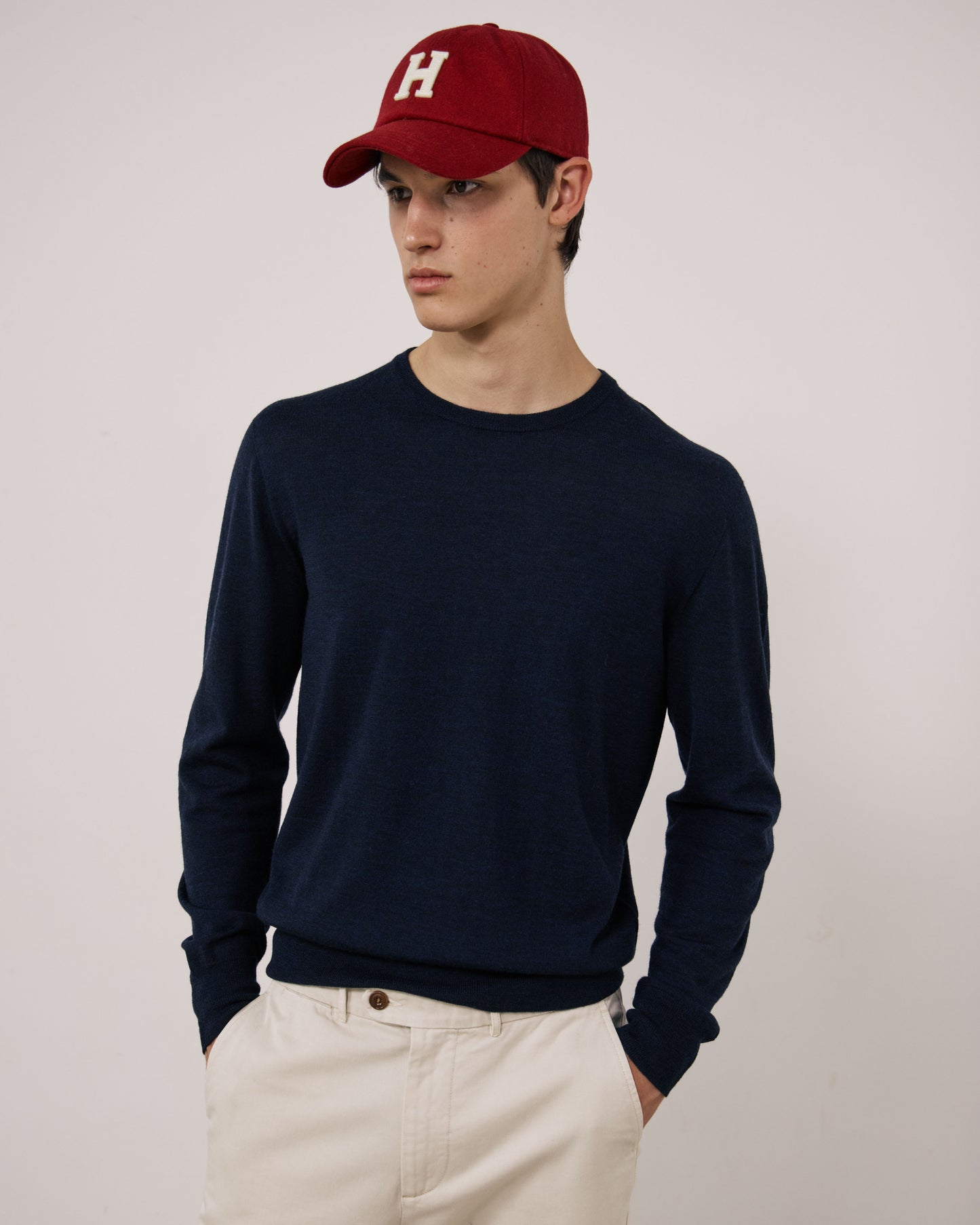 Casquette Homme en Laine Mélangée Rouge