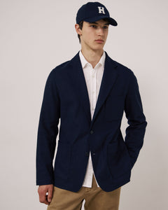 Casquette Homme en Flanelle de Laine à Rayures Bleu Marine H