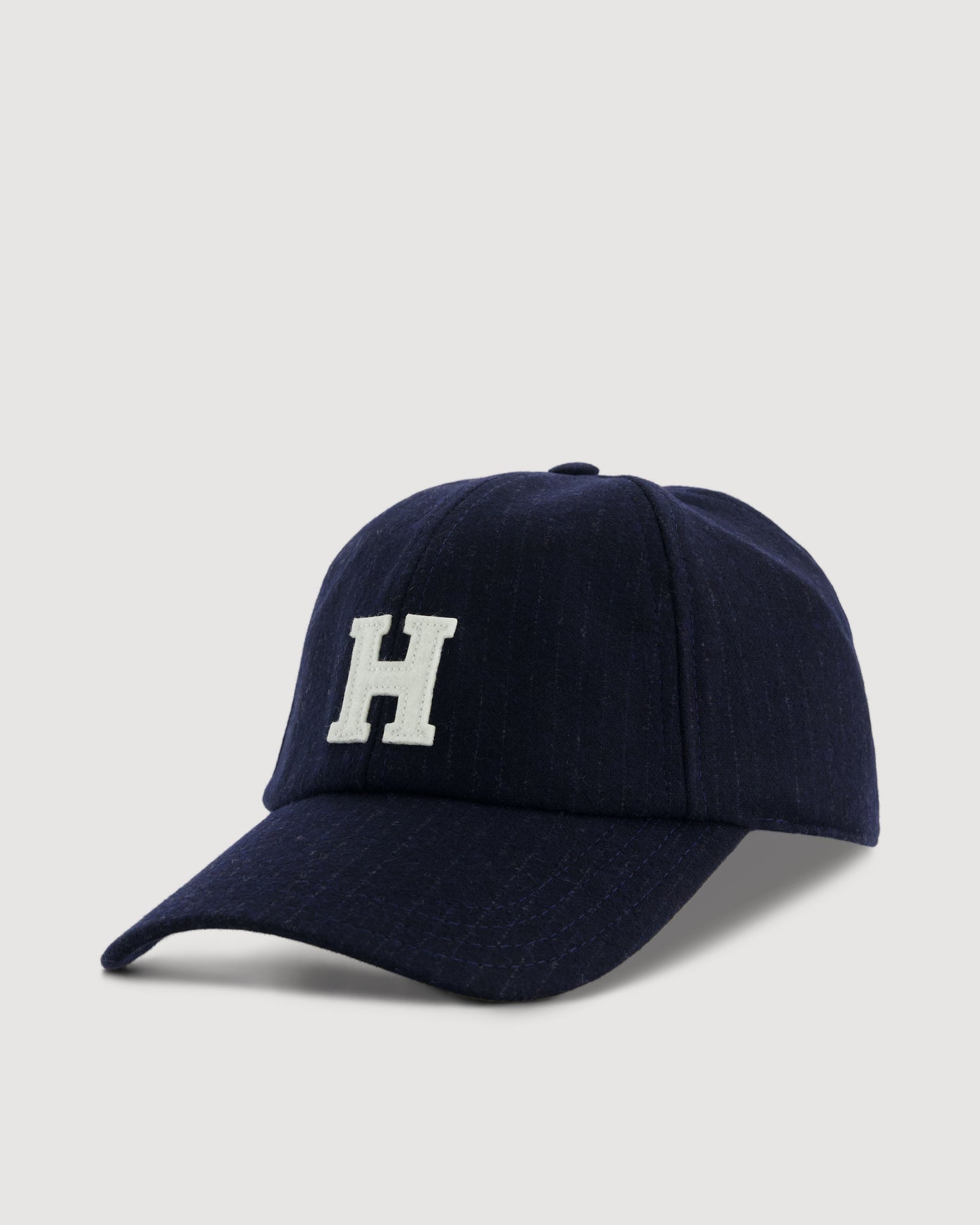 Casquette Homme en Flanelle de Laine à Rayures Bleu Marine H