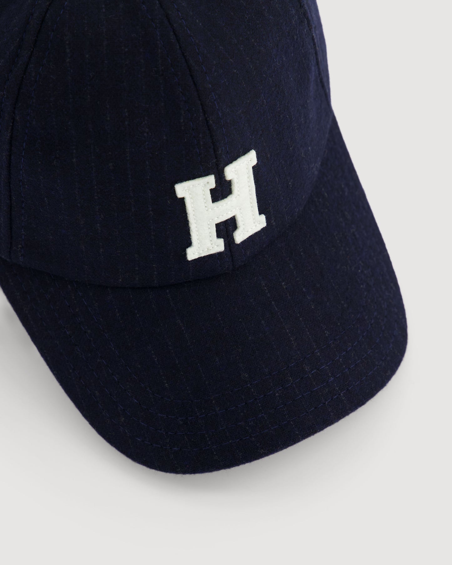 Casquette Homme en Flanelle de Laine à Rayures Bleu Marine H