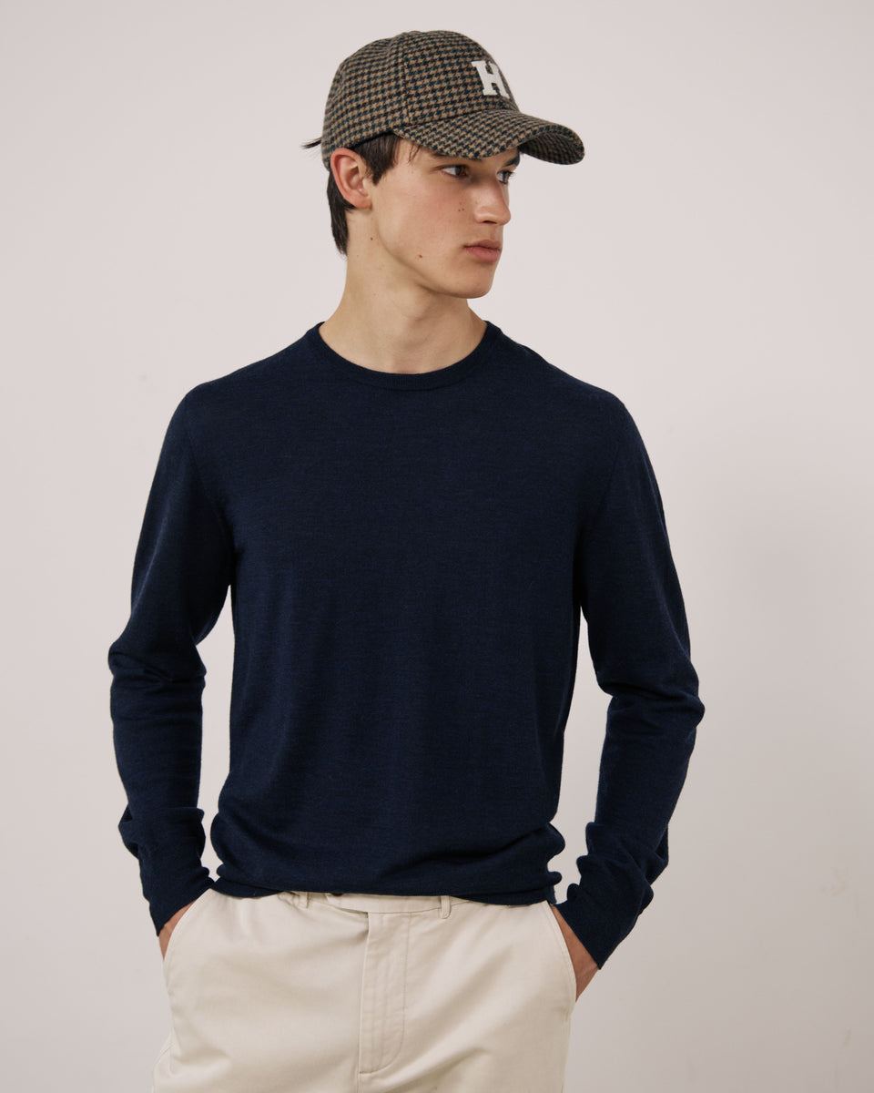 H Men's Brown Herringbone Double-Faced Wool Cap - Image principale