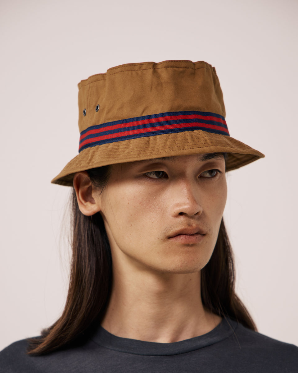 Cappello da uomo in gabardine di cotone cammello Pork Pie - Image 2