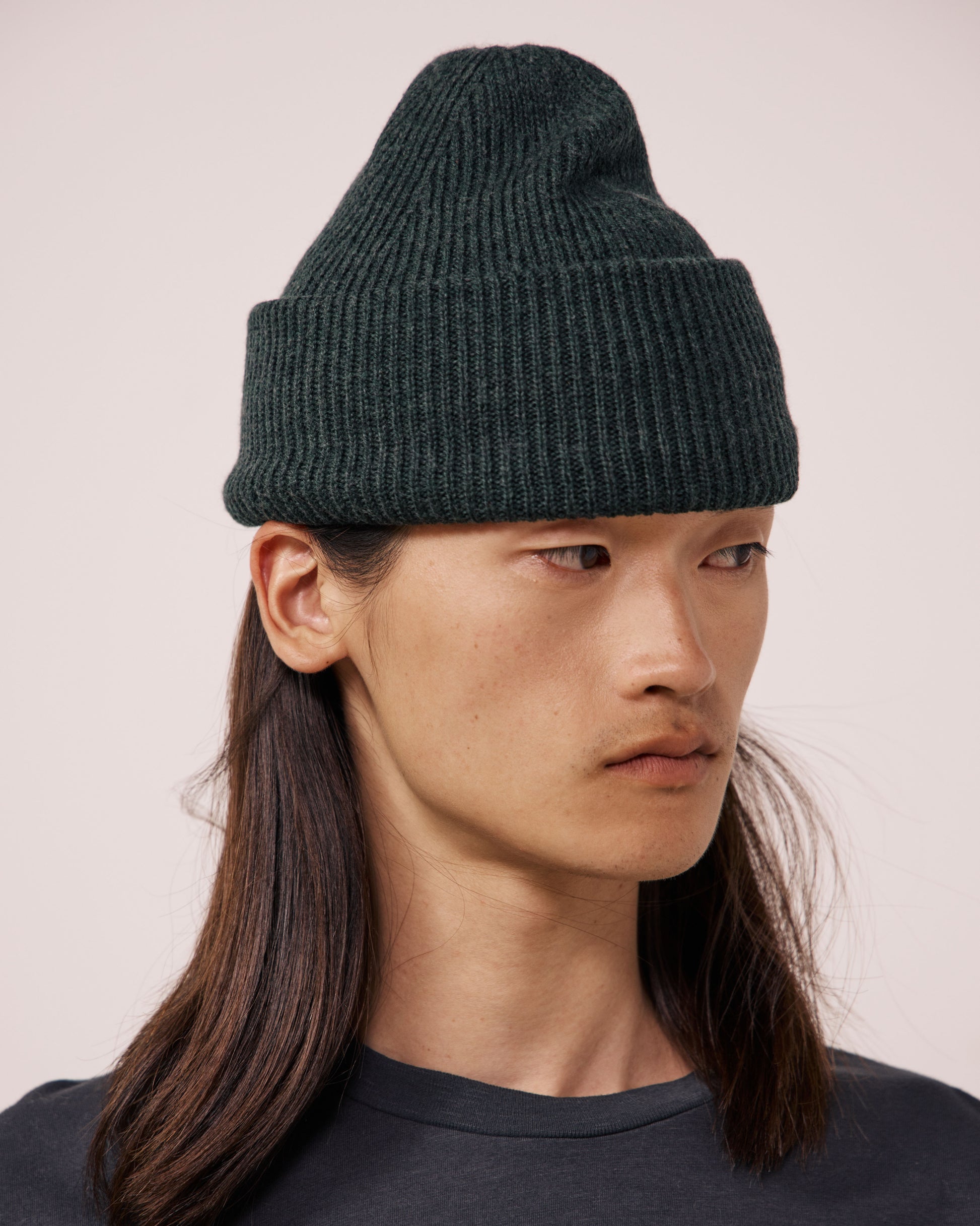 Bonnet Homme en Laine Mérinos Vert Forêt Seamless