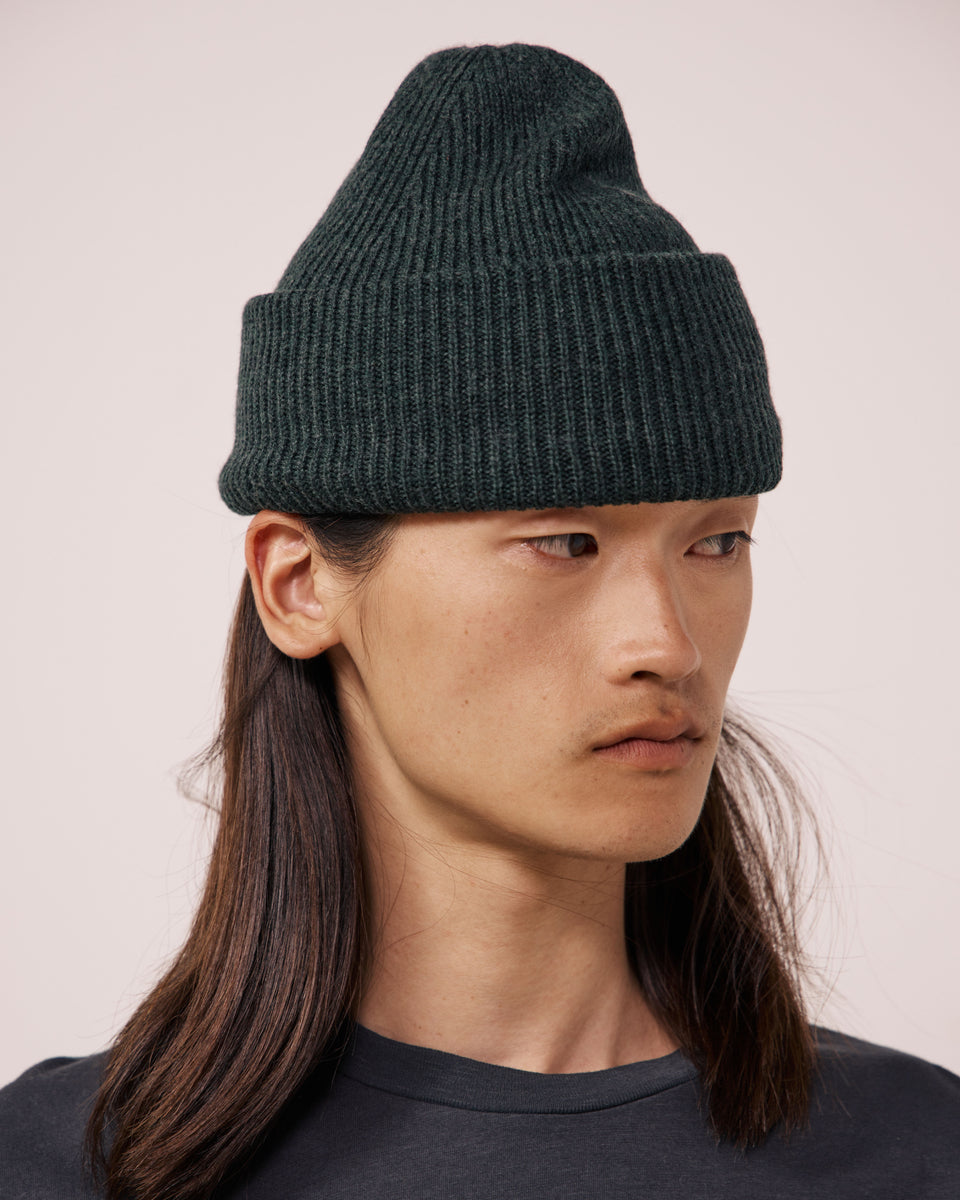 Bonnet Homme en Laine Mérinos Vert Forêt Seamless - Image principale