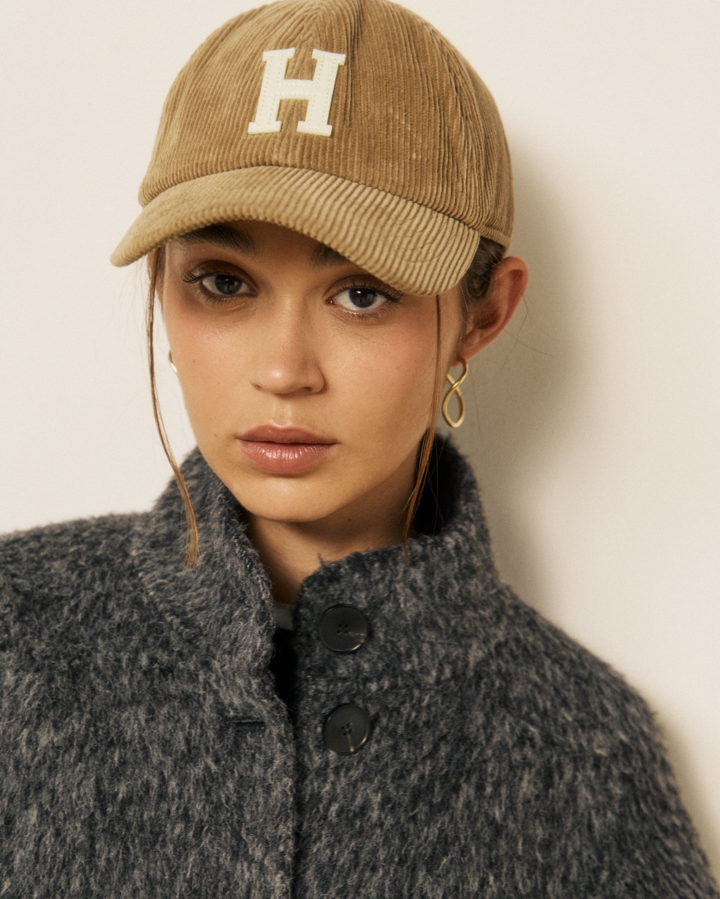 Casquette Femme en Velours Côtelé Kaki