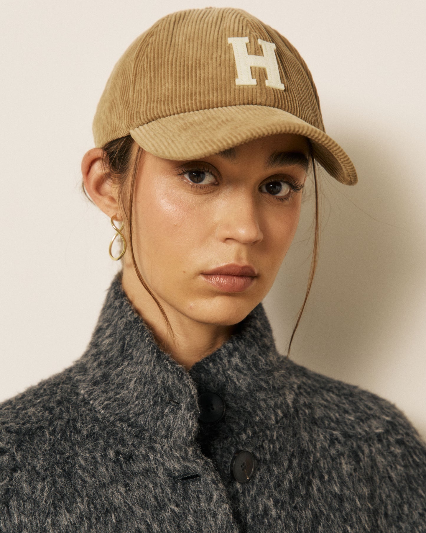 Casquette Femme en Velours Côtelé Kaki